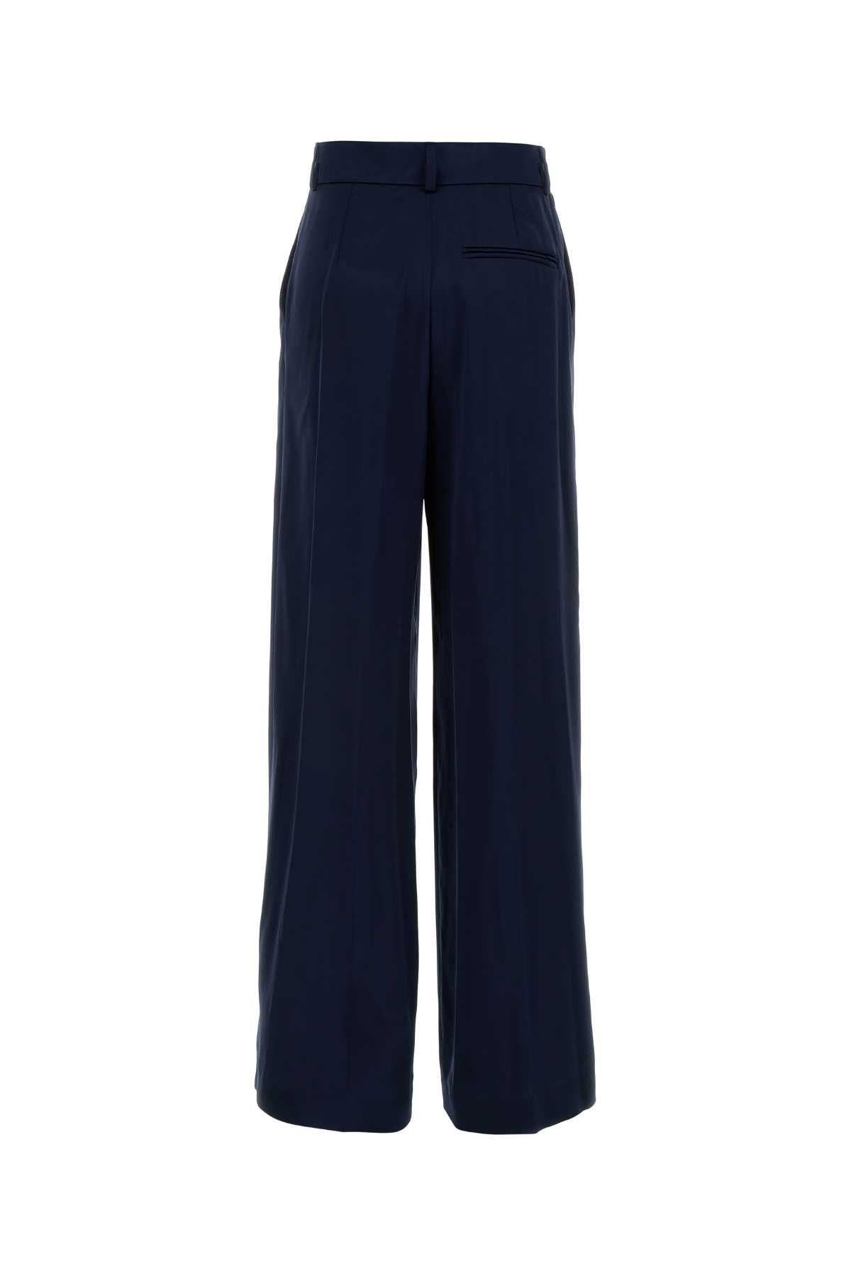 Alberta Ferretti Navy Blue Satin Wide-Leg Pant Size 28" / US 6 / IT 42 - 2 Thumbnail
