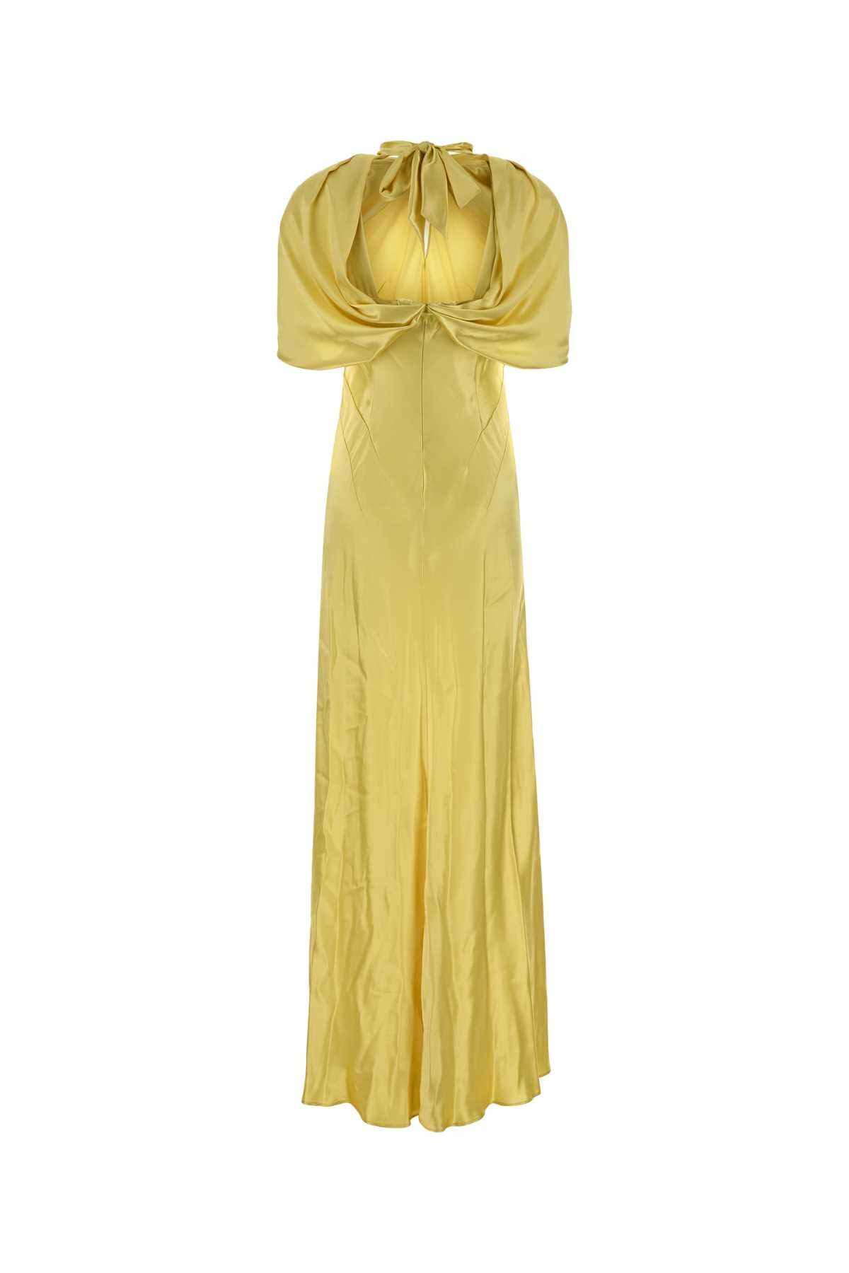 Alberta Ferretti Yellow Satin Long Dress Size S / US 4 / IT 40 - 2 Thumbnail