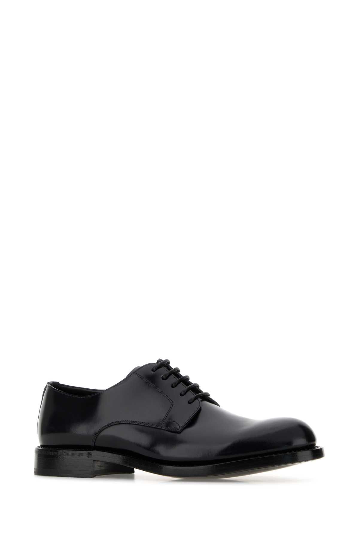 Dolce & Gabbana Black Leather Lace-Up Shoes Size US 11 / EU 44 - 2 Thumbnail