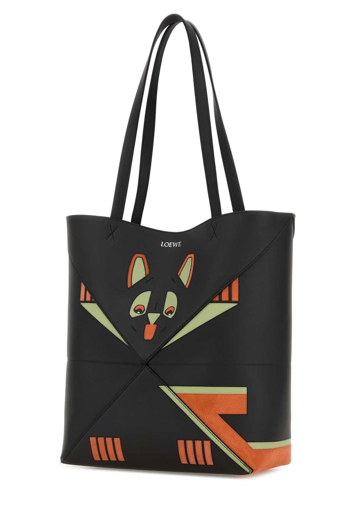 Loewe Charcoal Leather Medium Puzzle Fold Shopping Bag Size ONE SIZE - 2 Thumbnail