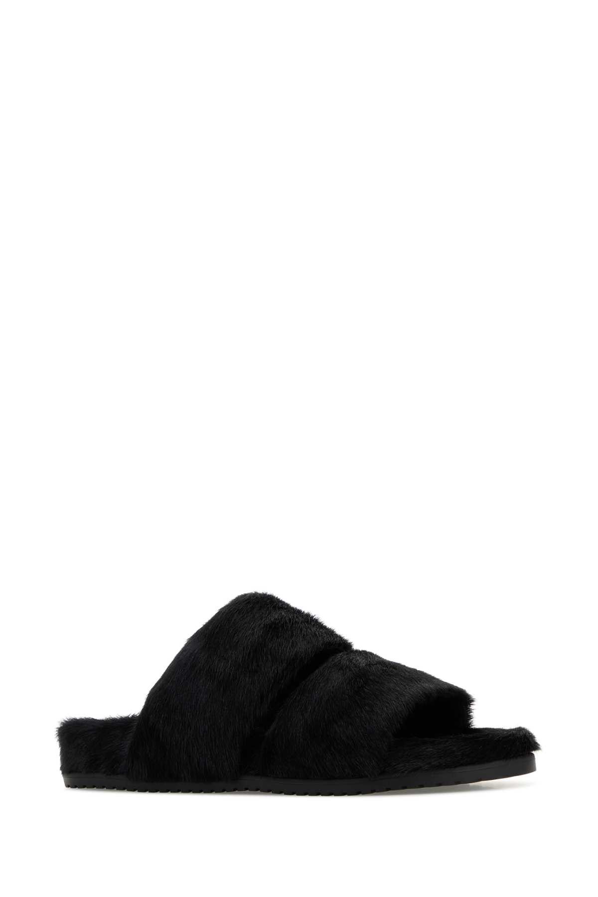 Dolce & Gabbana Black Calf Hair Dg Casual Slippers Size US 10 / EU 43 - 2 Thumbnail