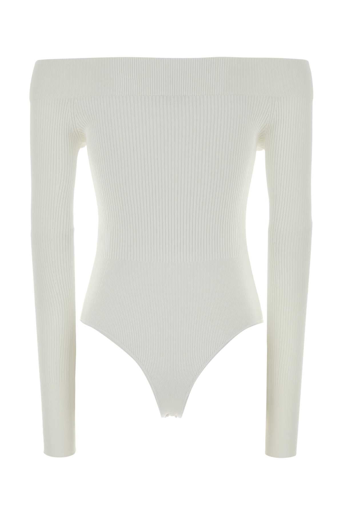 Alaia White Viscose Blend Bodysuit Size XS / US 0-2 / IT 36-38 - 2 Thumbnail