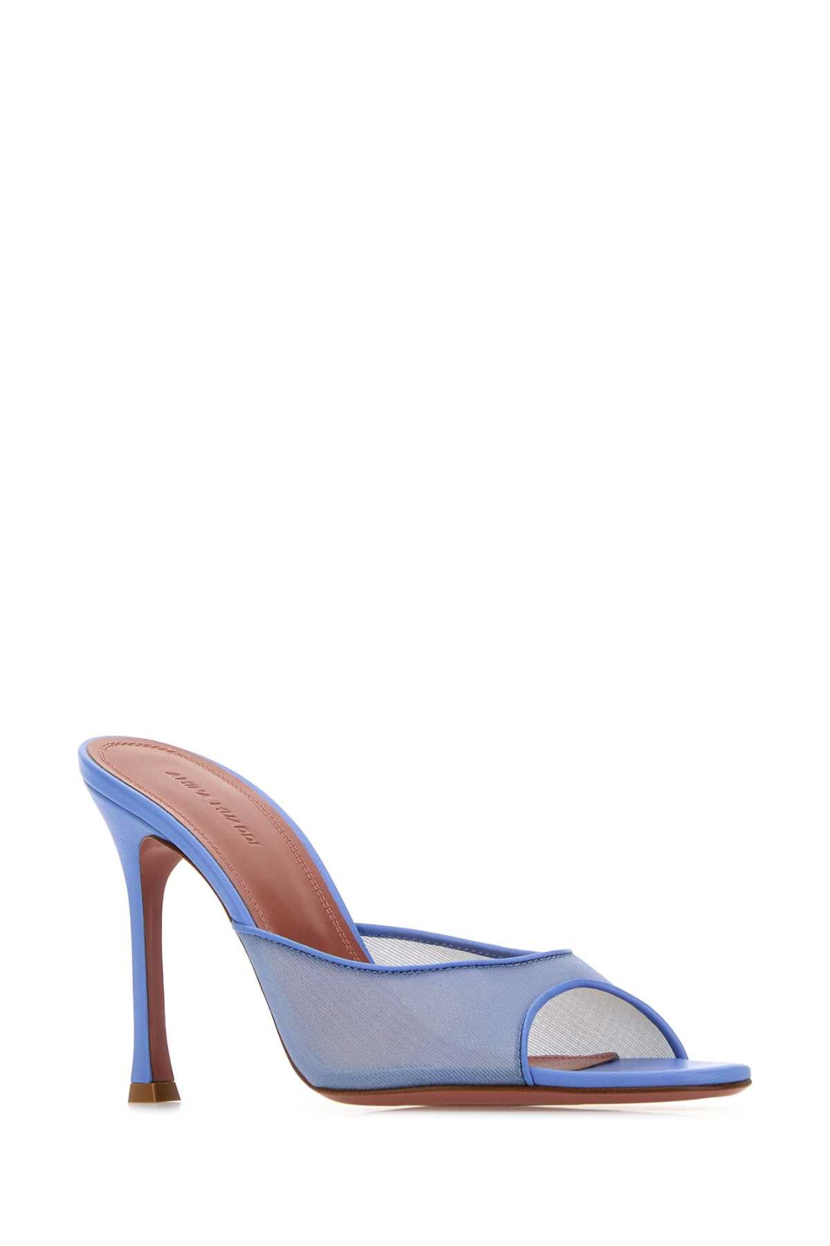 Amina Muaddi Cerulean Blue Mesh Alexa Mules Size US 7 / IT 37 - 2 Thumbnail