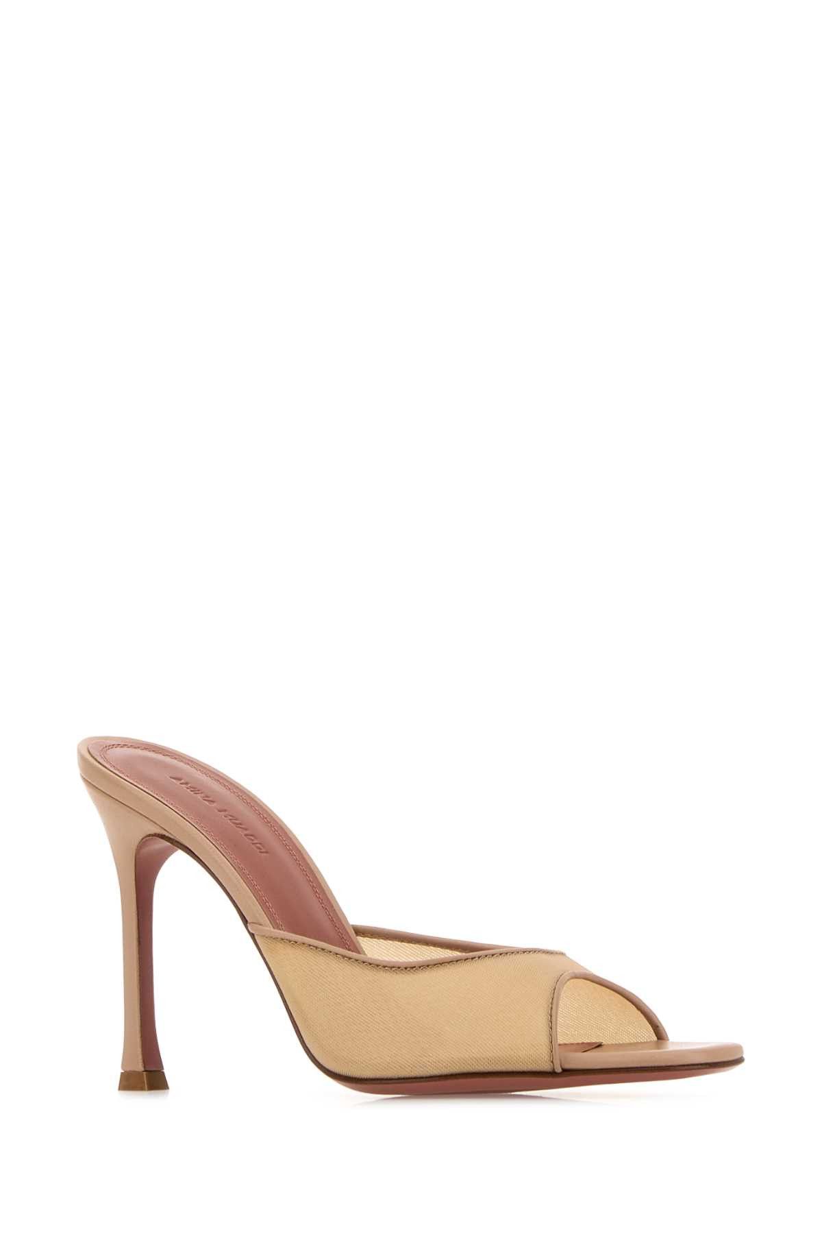 Amina Muaddi Skin Pink Mesh Alexa Mules Size US 7 / IT 37 - 2 Thumbnail