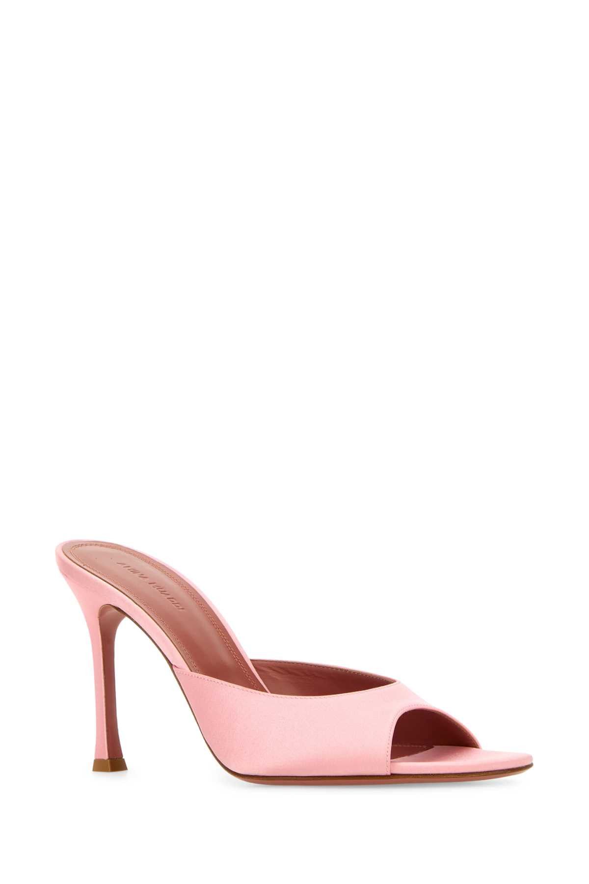 Amina Muaddi Pastel Pink Satin Alexa Mules Size US 11 / IT 41 - 2 Thumbnail