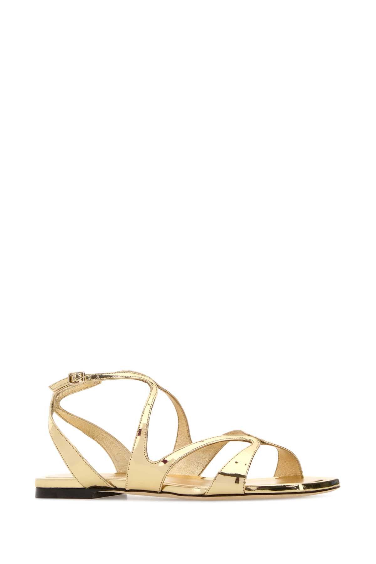 Jimmy Choo Gold Leather Ayla Sandals Size US 7 / IT 37 - 2 Thumbnail