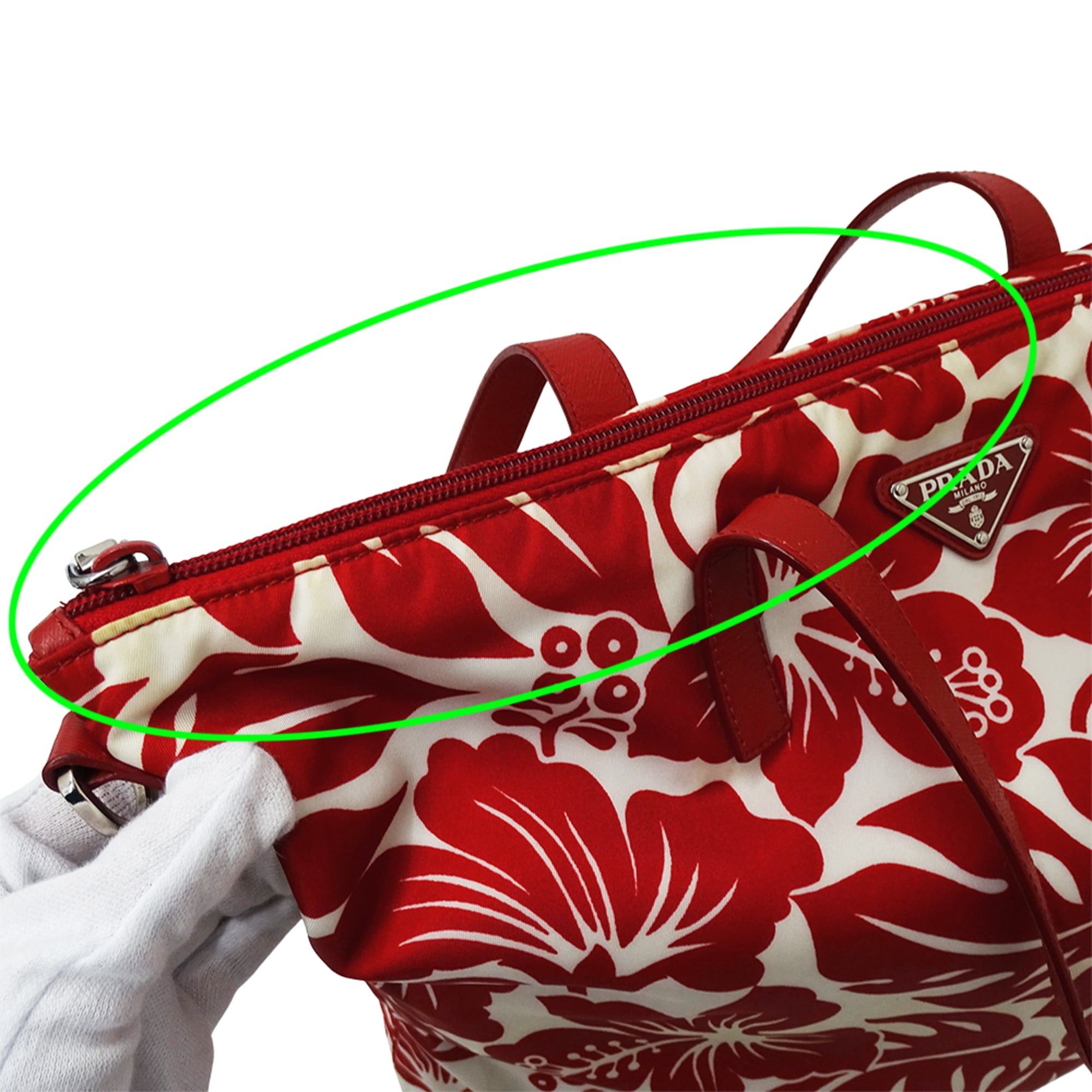 Prada Prada handbag for women, brand name, tote bag, shoulder 2-way, nylon, red, white. Size ONE SIZE - 7 Thumbnail
