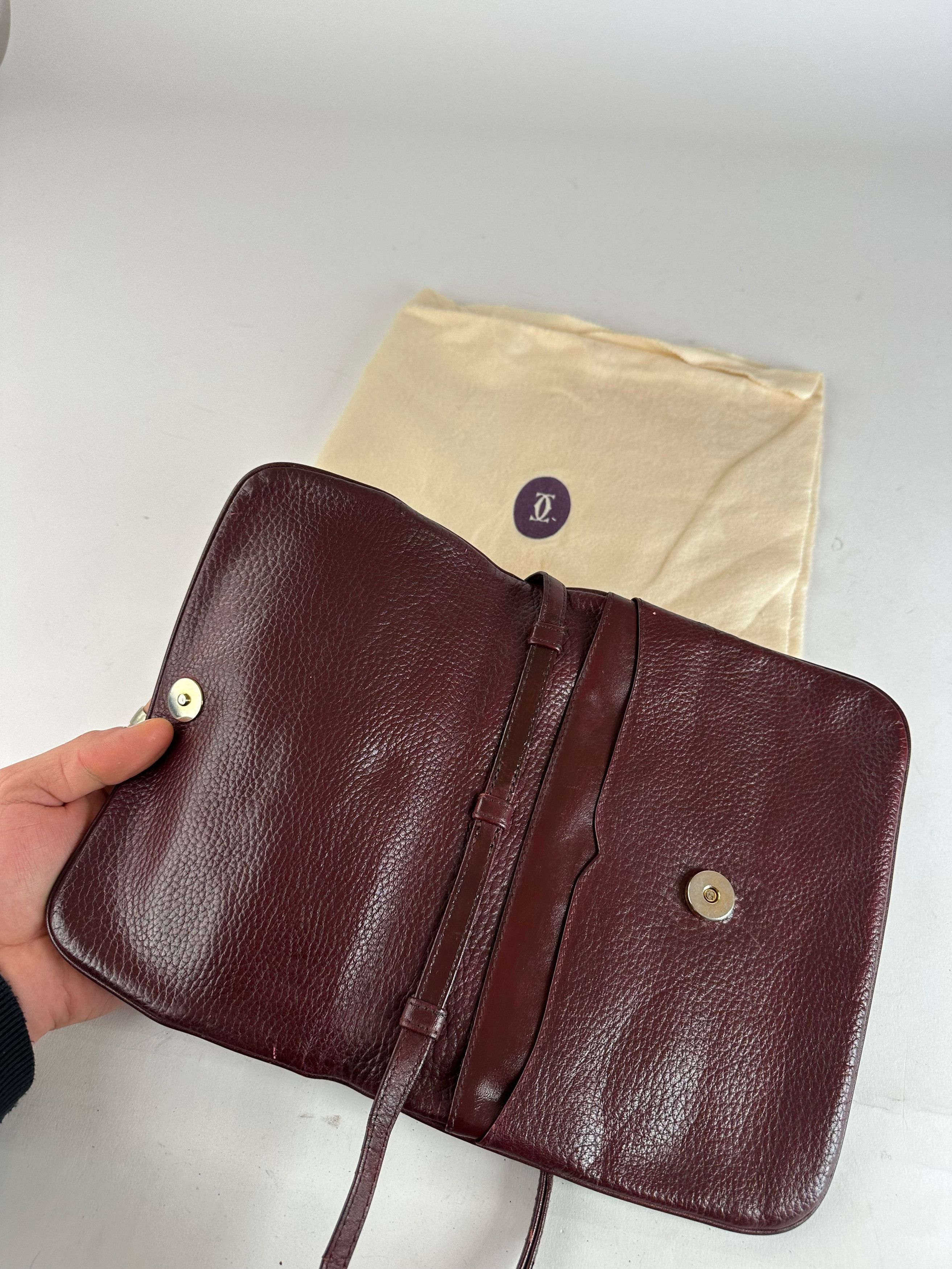Cartier Vintage Leather Shoulder Bag Burgundy Size ONE SIZE - 5 Thumbnail