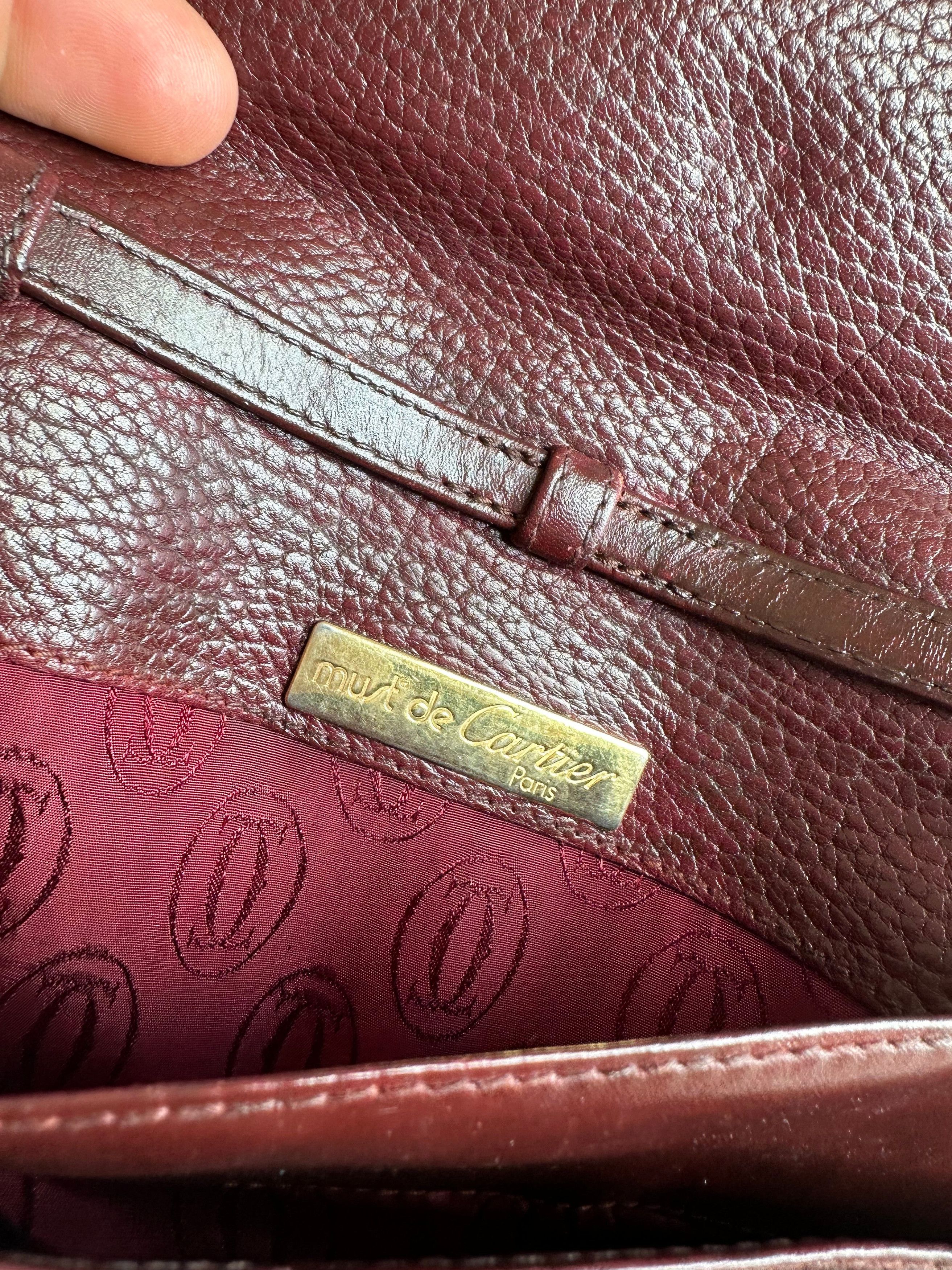 Cartier Vintage Leather Shoulder Bag Burgundy Size ONE SIZE - 7 Thumbnail