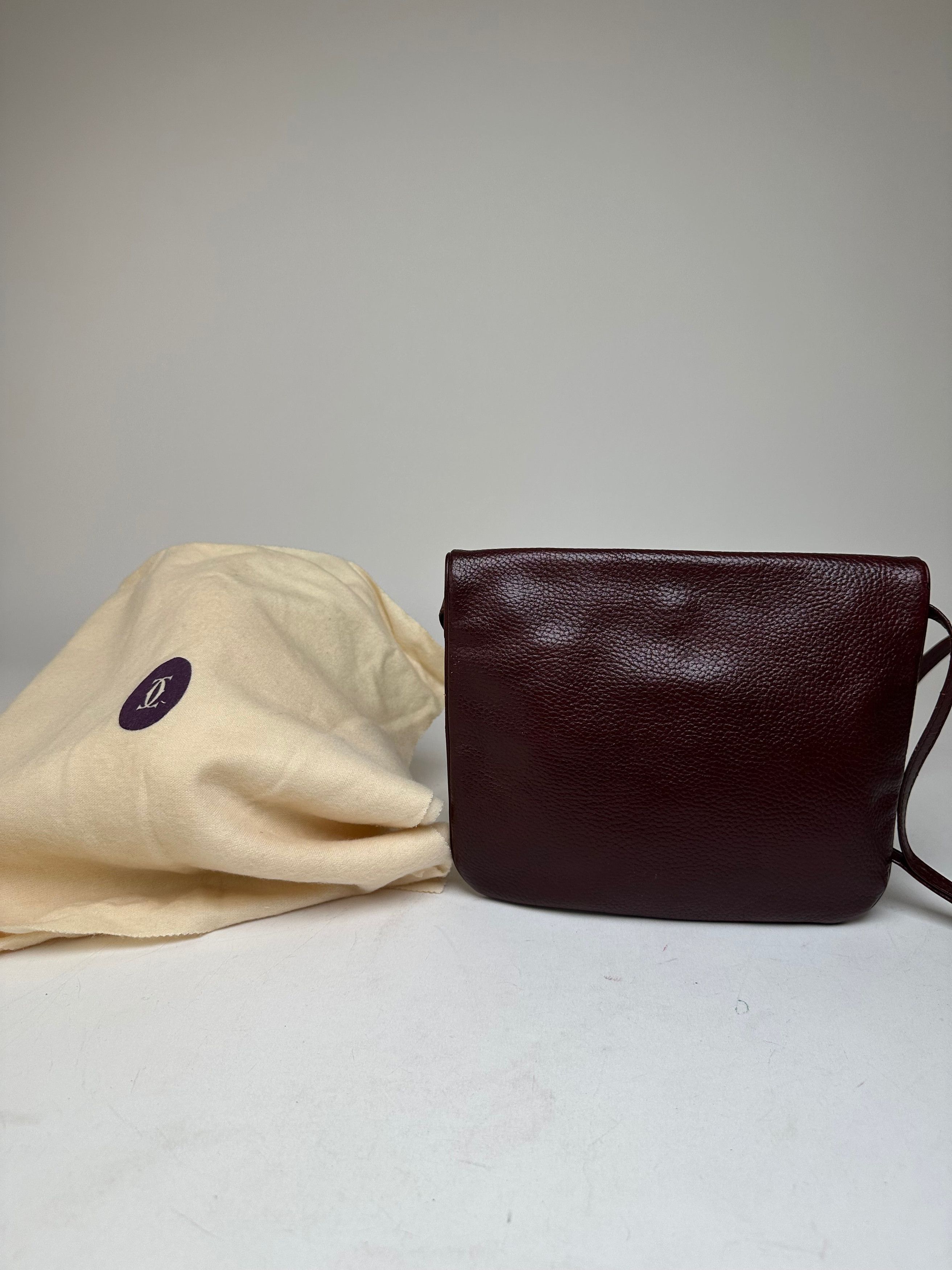 Cartier Vintage Leather Shoulder Bag Burgundy Size ONE SIZE - 9 Thumbnail