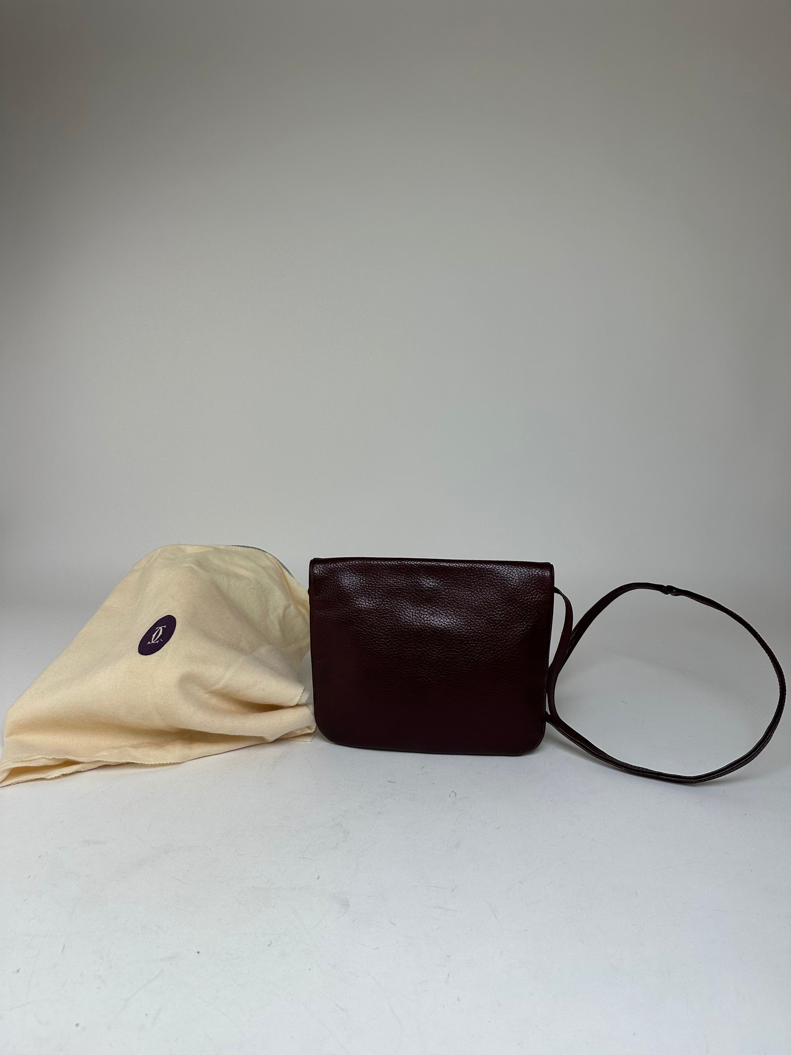 Cartier Vintage Leather Shoulder Bag Burgundy Size ONE SIZE - 2 Thumbnail
