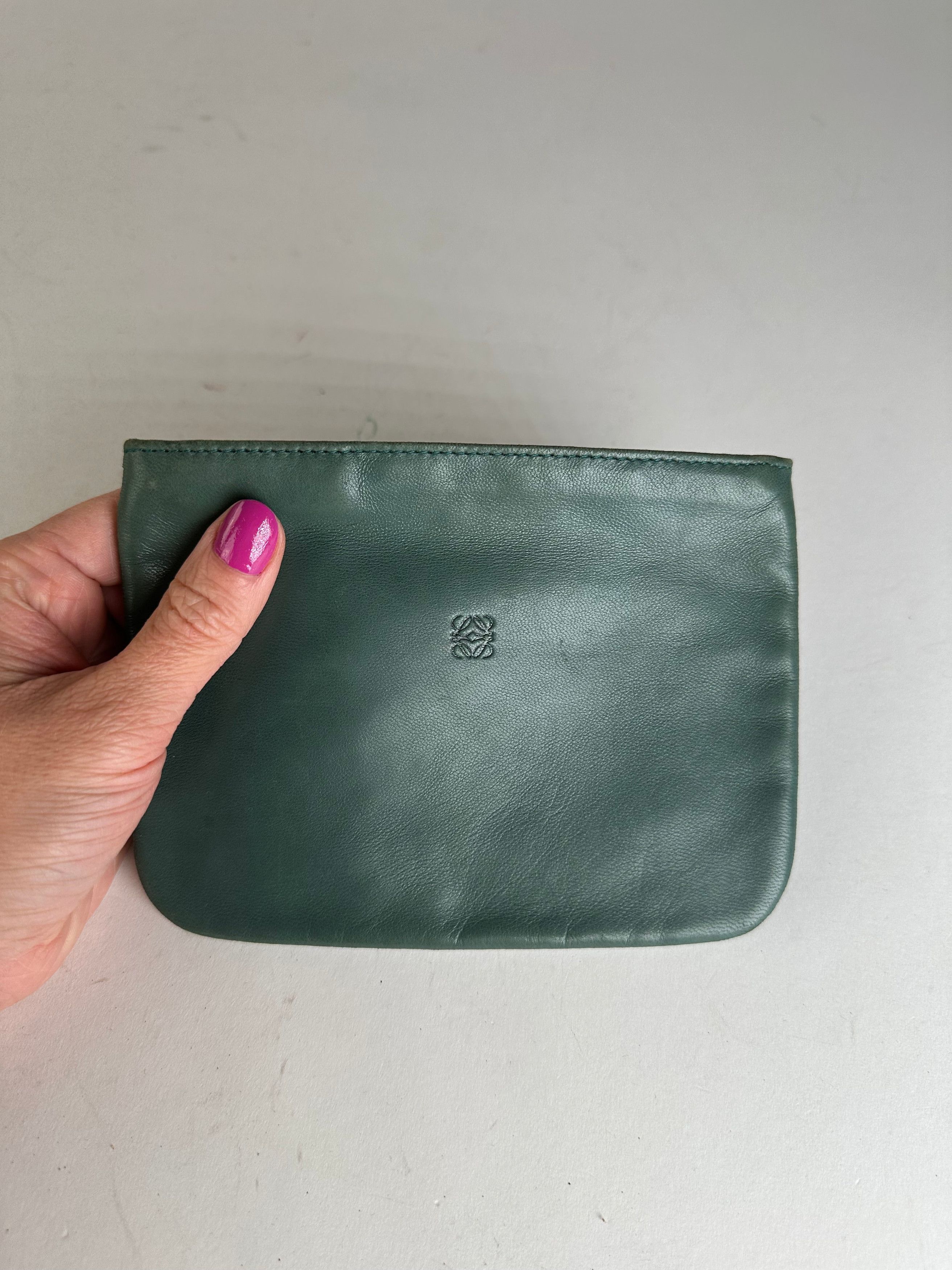 Loewe Vintage Leather Clutch Green Size ONE SIZE - 3 Thumbnail