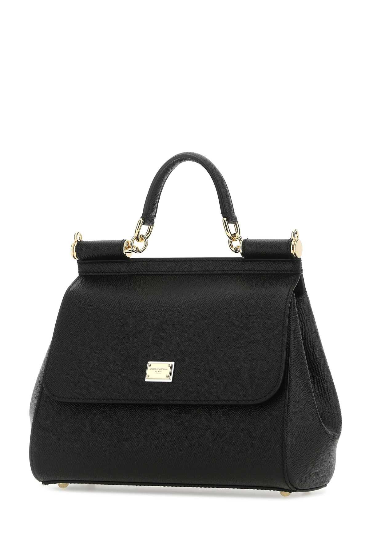 Dolce & Gabbana Black Leather Medium Sicily Handbag Size ONE SIZE - 2 Thumbnail