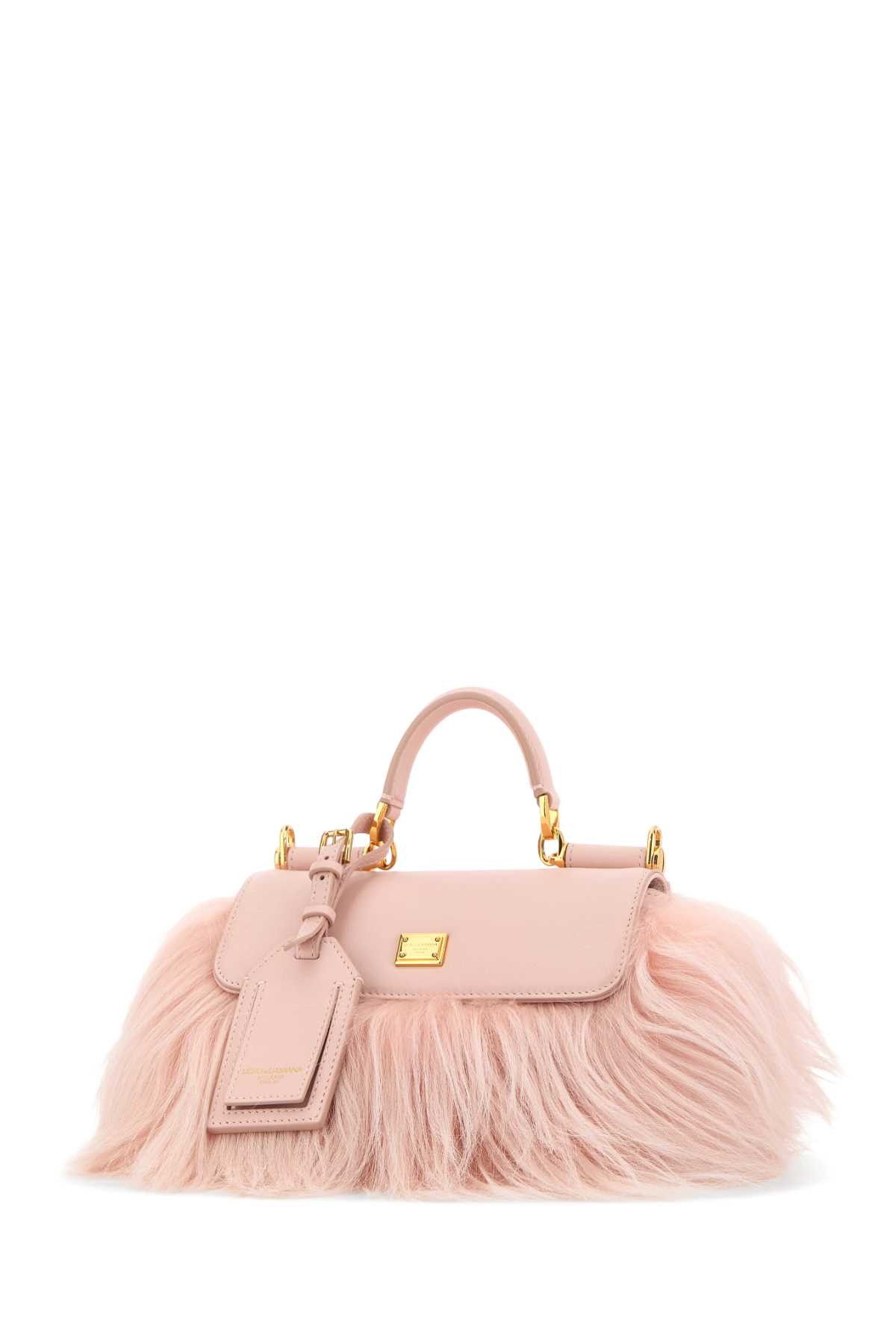 Dolce & Gabbana Pink Shearling Mini My Sicily Handbag Size ONE SIZE - 2 Thumbnail