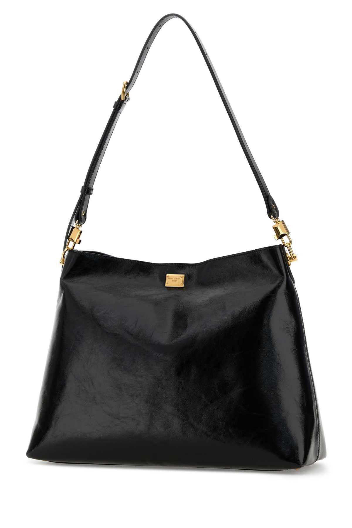 Dolce & Gabbana Black Leather Large Vittoria Shopping Bag Size ONE SIZE - 2 Thumbnail