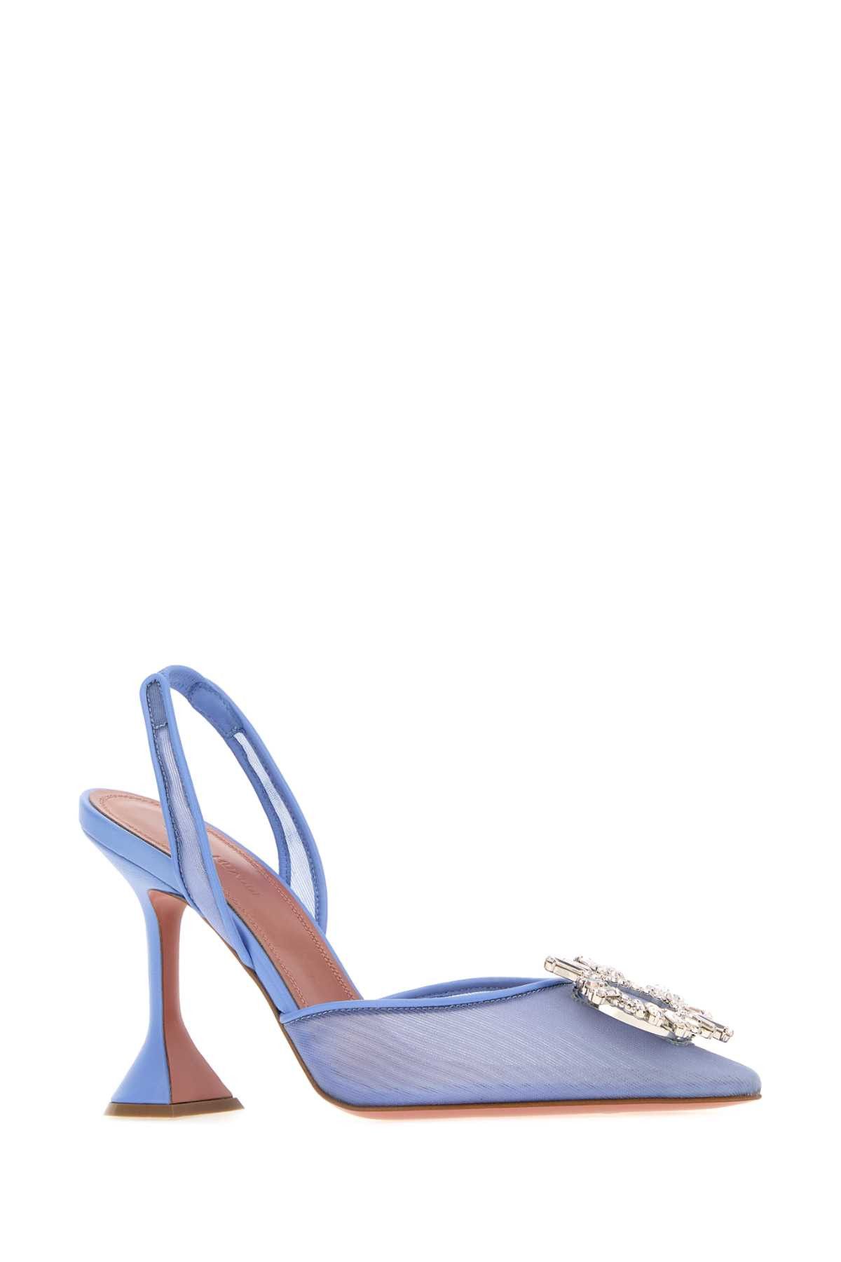 Amina Muaddi Cerulean Blue Mesh Begum Pumps Size US 6 / IT 36 - 2 Thumbnail