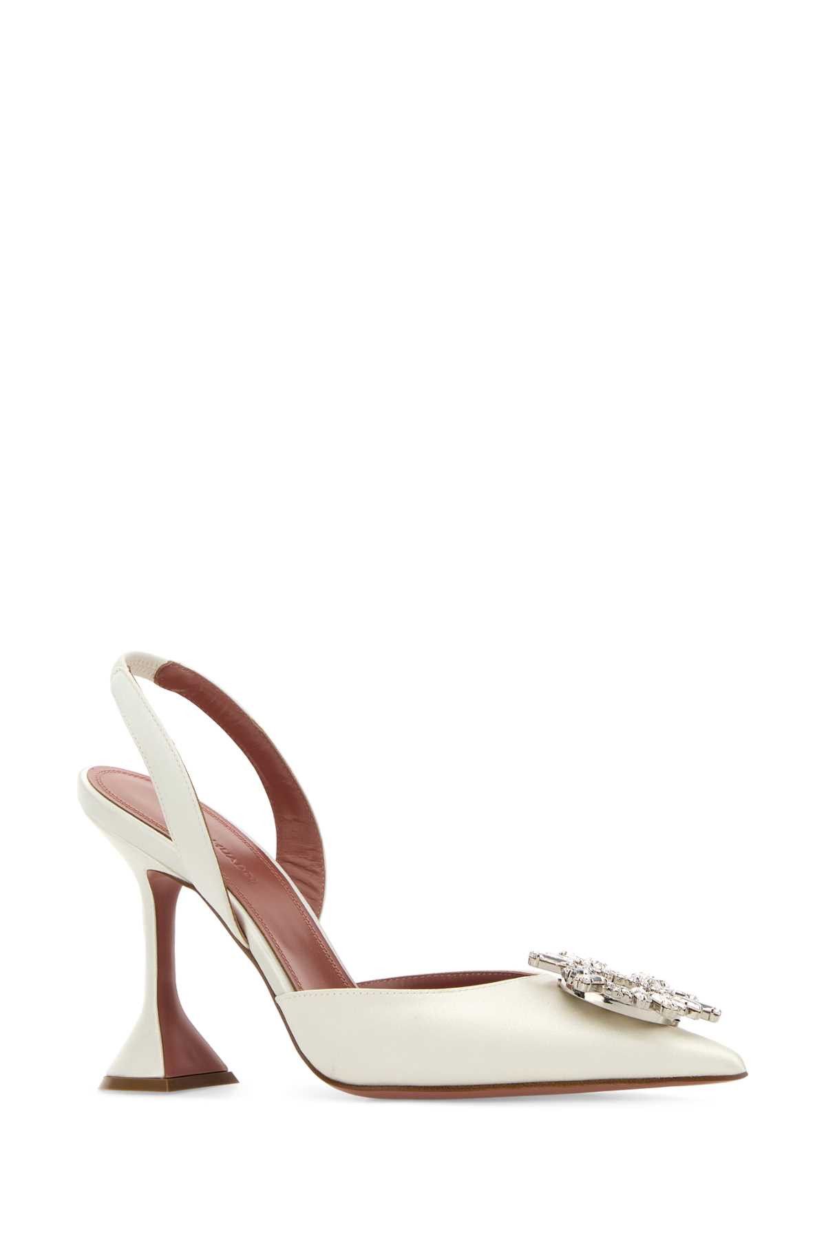 Amina Muaddi Ivory Satin Begum Pumps Size US 10 / IT 40 - 2 Thumbnail