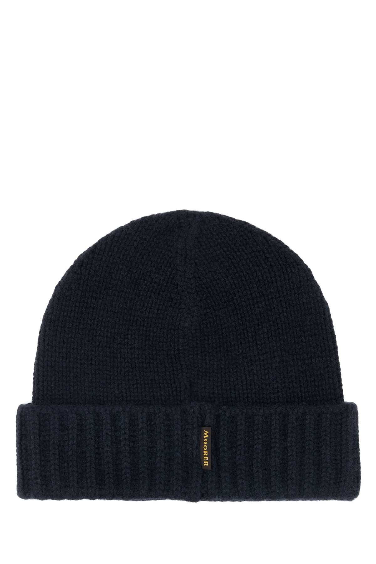 MooRER Navy Blue Cashmere Beanie Hat Size ONE SIZE - 2 Thumbnail