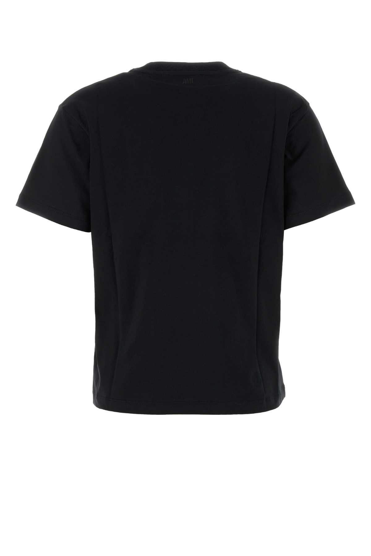 AMI Black Cotton T-Shirt Size L / US 10 / IT 46 - 2 Thumbnail