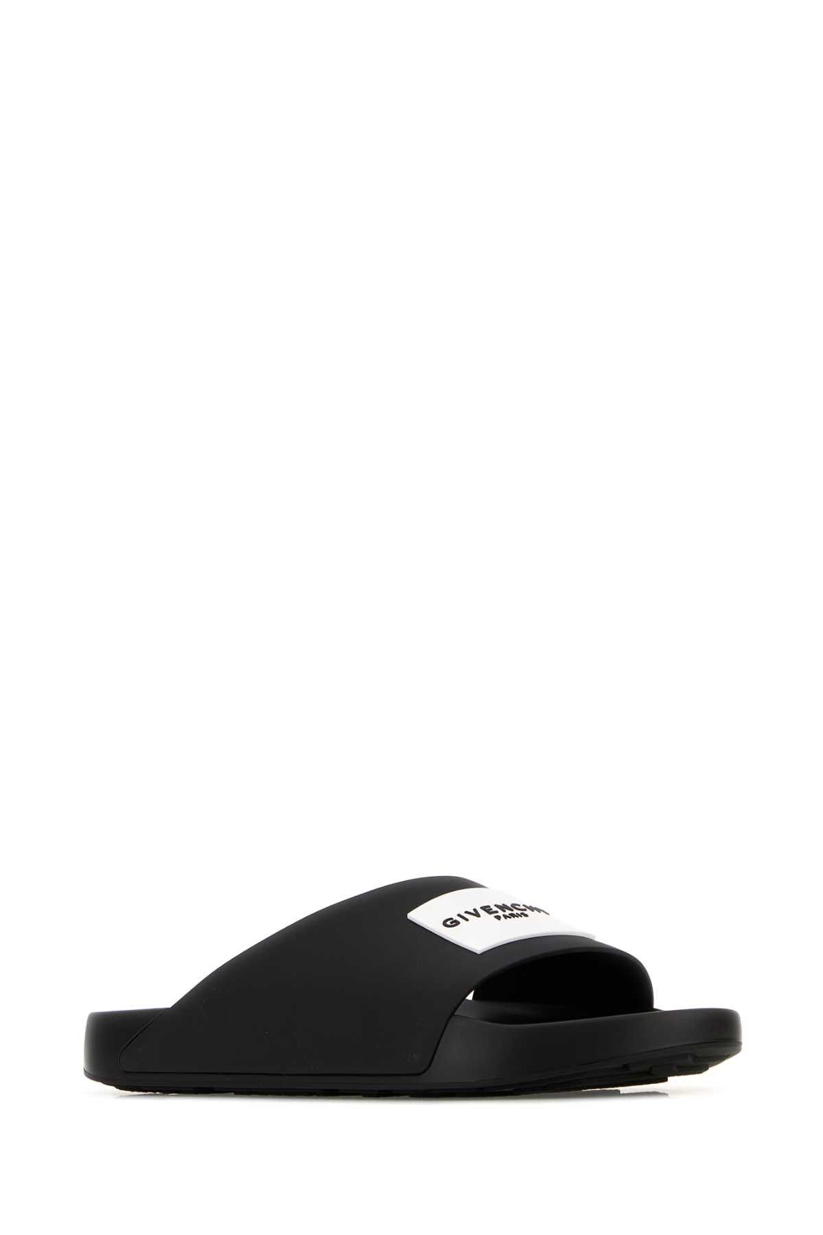 Givenchy Black Rubber Label Slippers Size US 7 / EU 40 - 2 Thumbnail