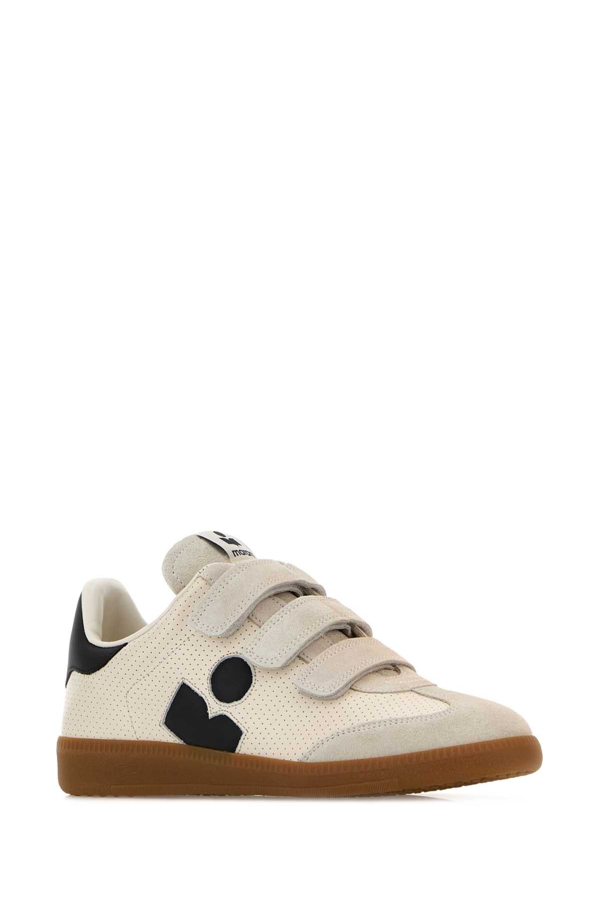 Isabel Marant Chalk Leather And Suede Beth Sneakers Size US 5 / IT 35 - 2 Thumbnail