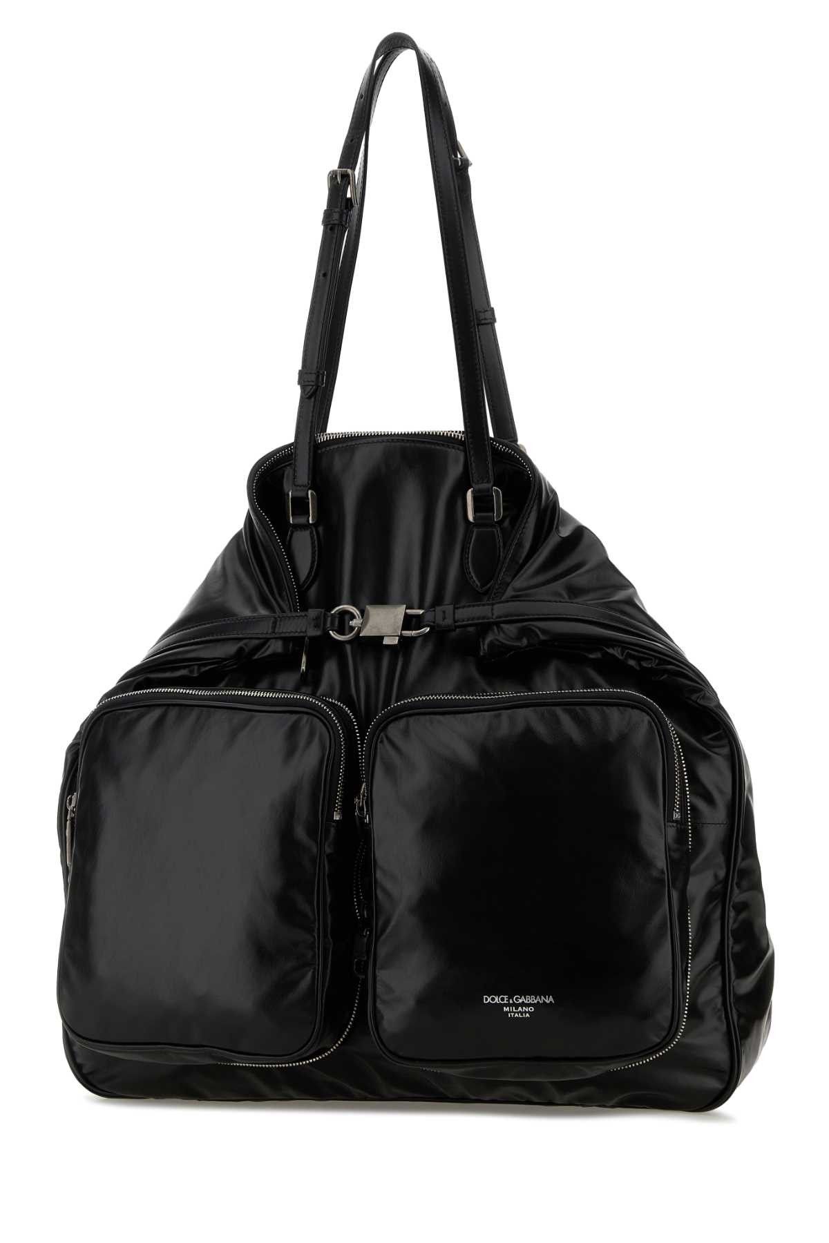 Dolce & Gabbana Black Leather Shopping Bag Size ONE SIZE - 2 Thumbnail