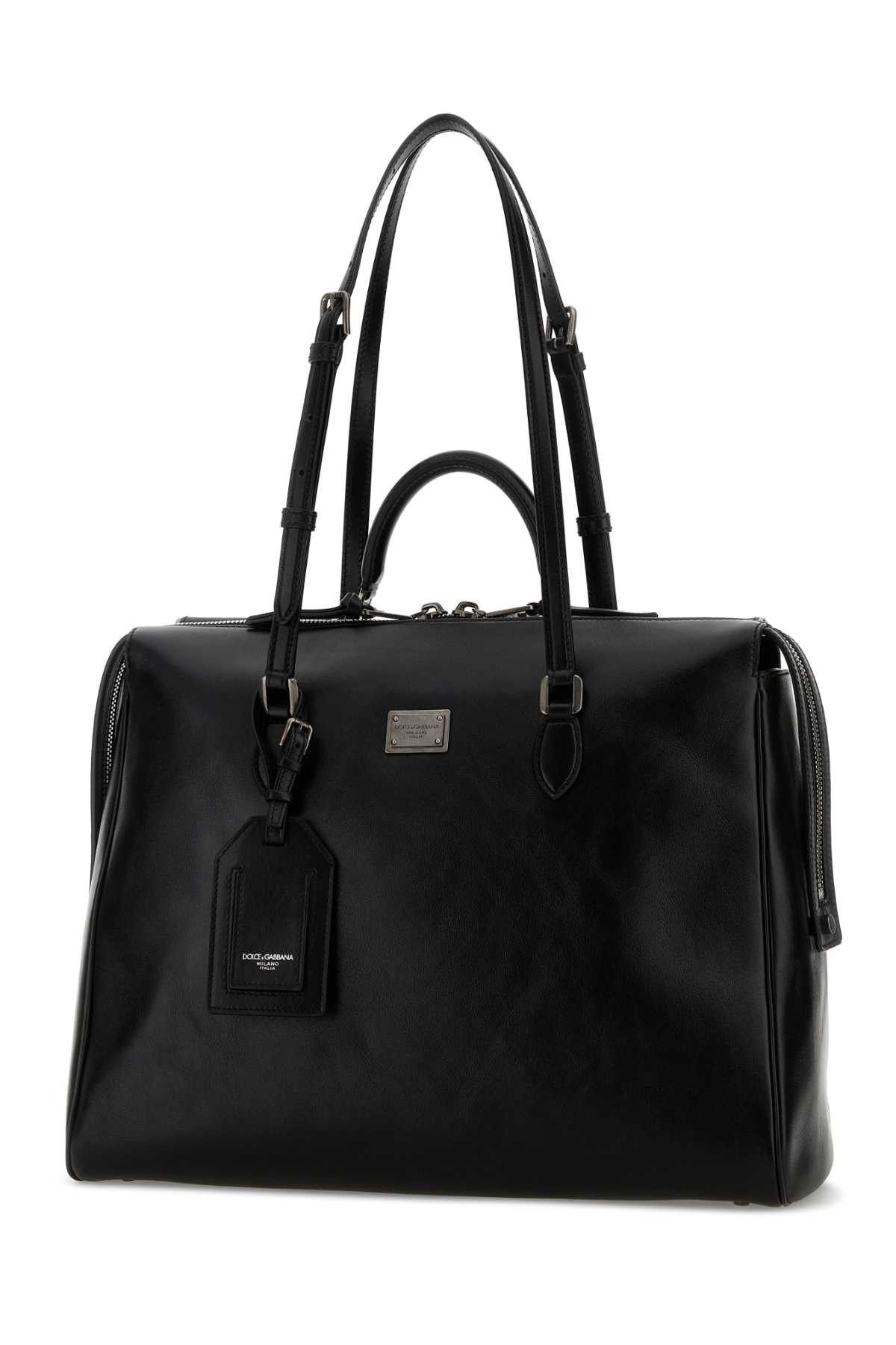 Dolce & Gabbana Black Leather Vittoria Shopping Bag Size ONE SIZE - 2 Thumbnail
