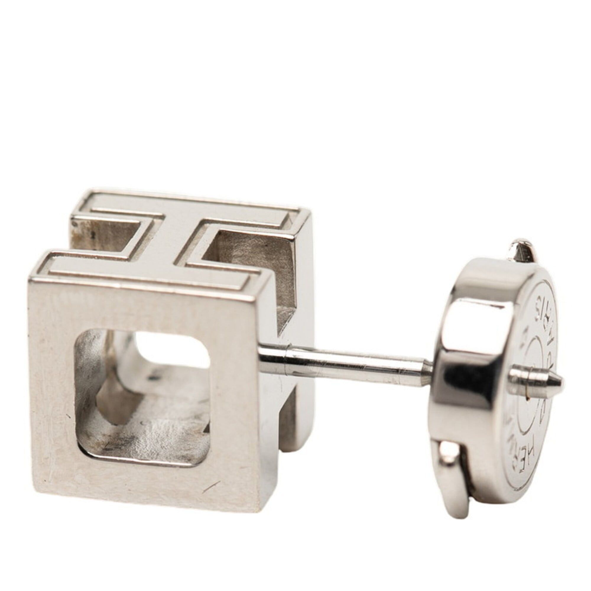Hermes Hermes Cage d'H H-Cube Earrings, Silver and Pink Metal Enamel, Women's HERMES Size ONE SIZE - 3 Thumbnail