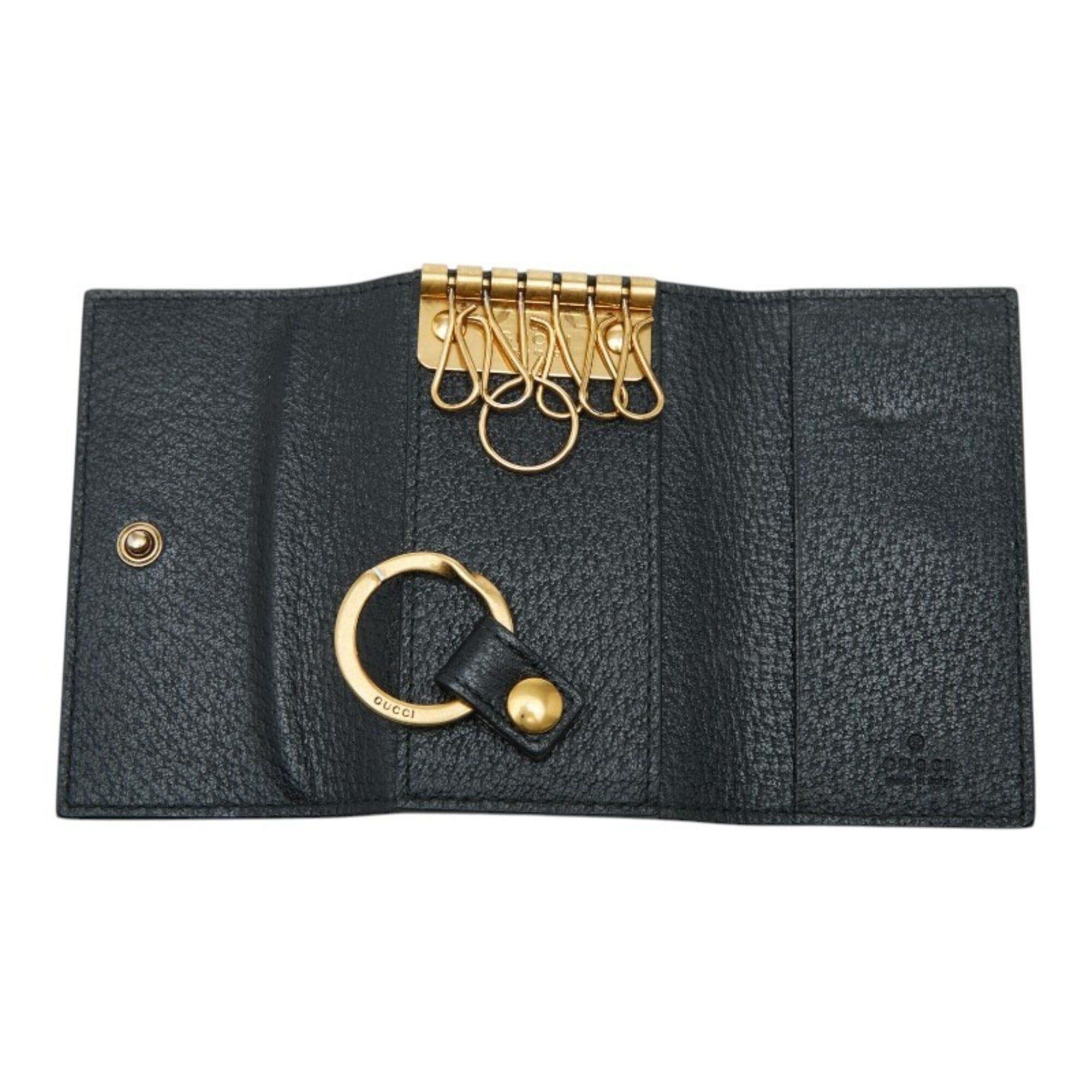 Gucci Gucci Animalier Bee & Star Key Case, Black Leather, Women's GUCCI Size ONE SIZE - 7 Thumbnail