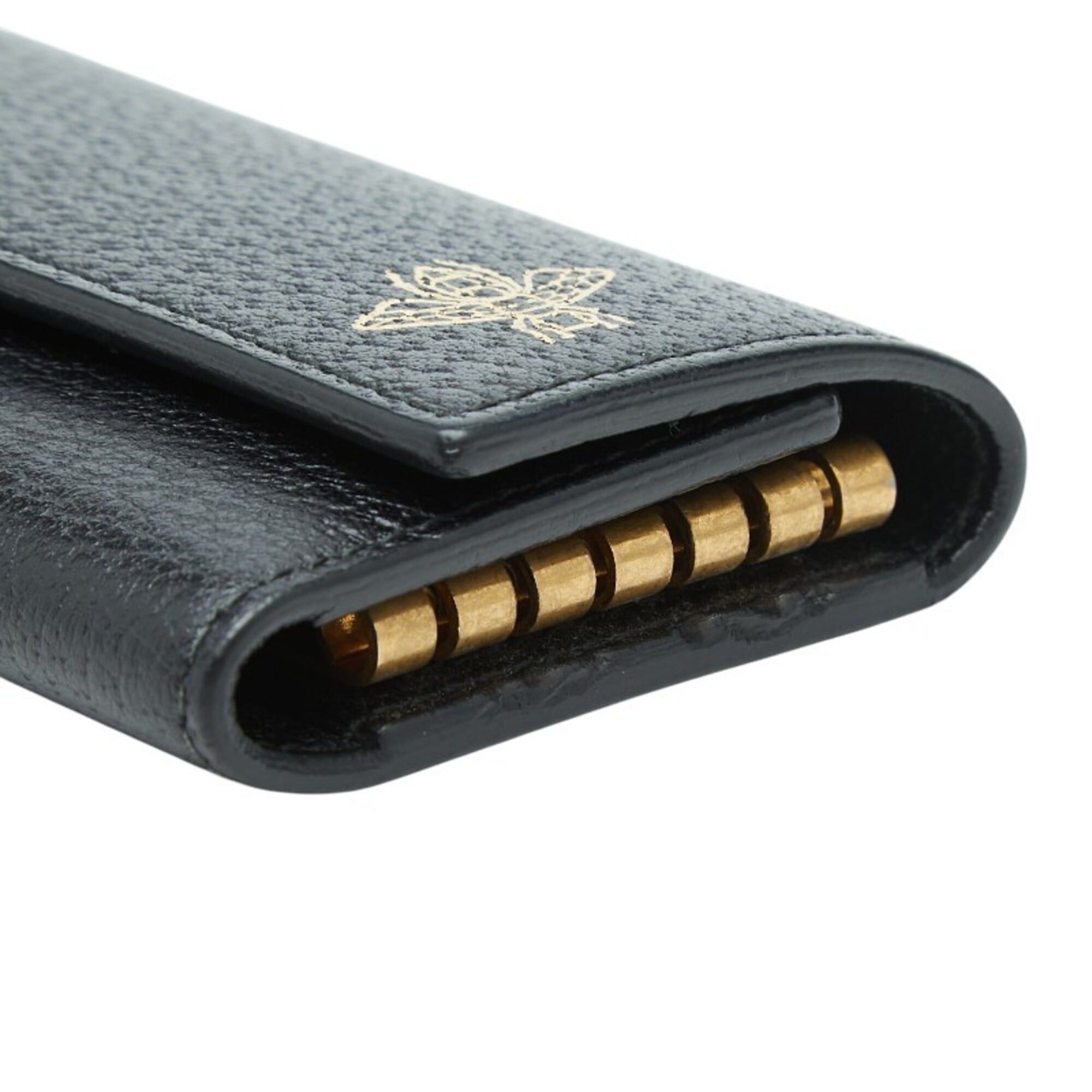 Gucci Gucci Animalier Bee & Star Key Case, Black Leather, Women's GUCCI Size ONE SIZE - 4 Thumbnail