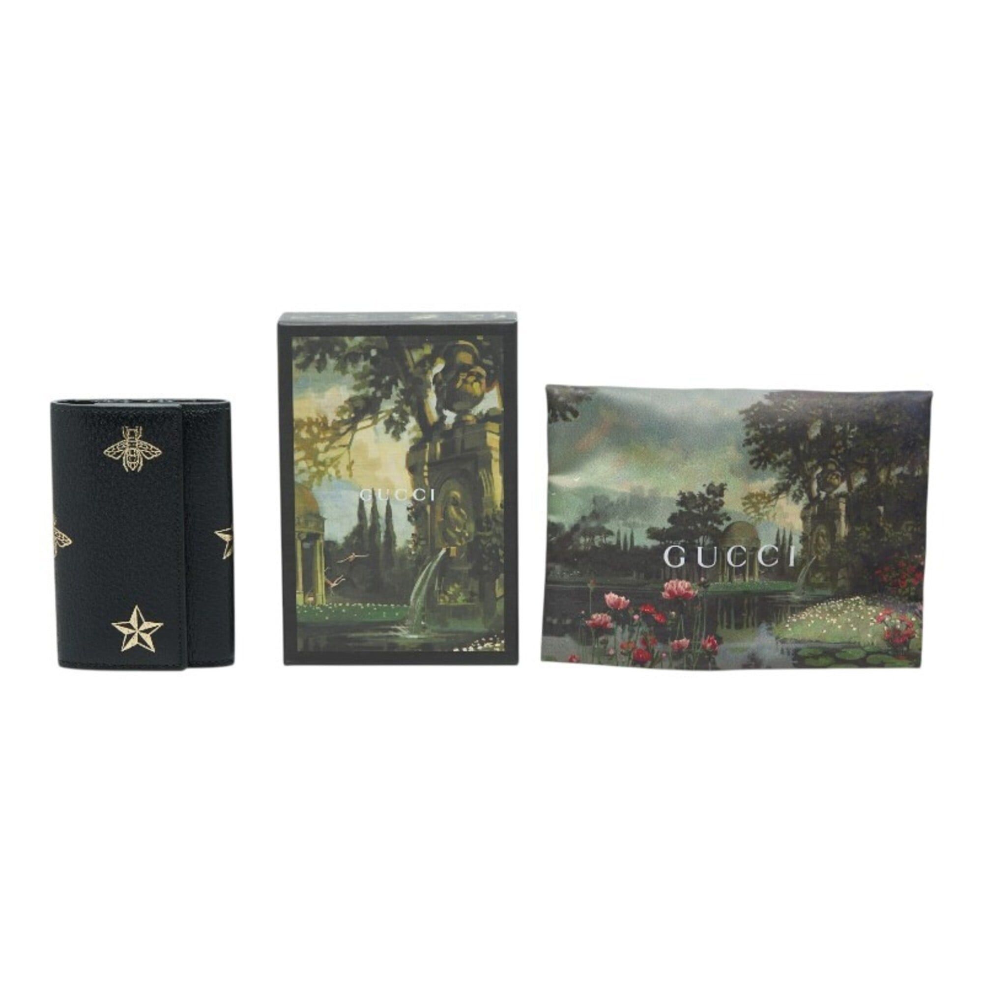 Gucci Gucci Animalier Bee & Star Key Case, Black Leather, Women's GUCCI Size ONE SIZE - 11 Thumbnail