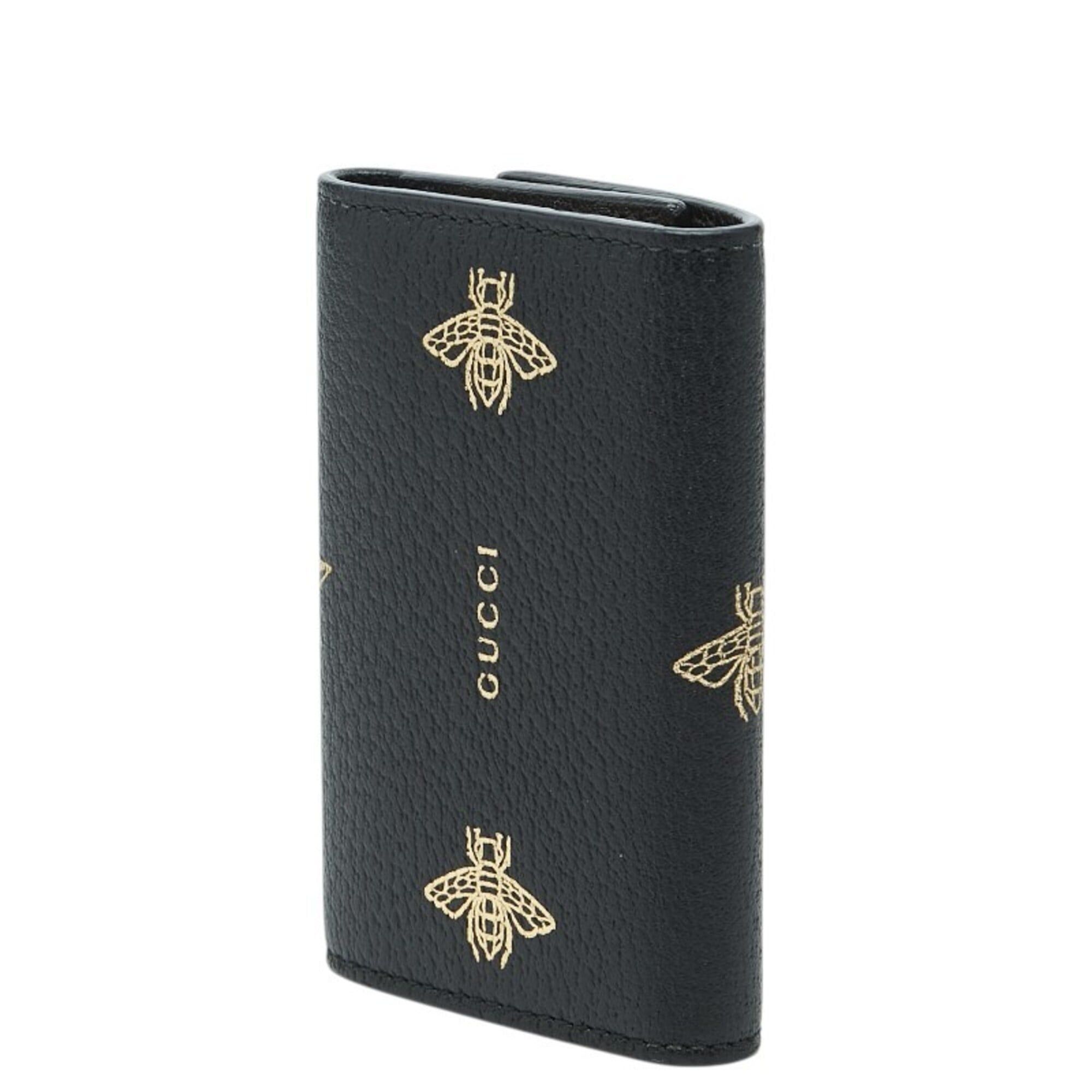 Gucci Gucci Animalier Bee & Star Key Case, Black Leather, Women's GUCCI Size ONE SIZE - 2 Thumbnail