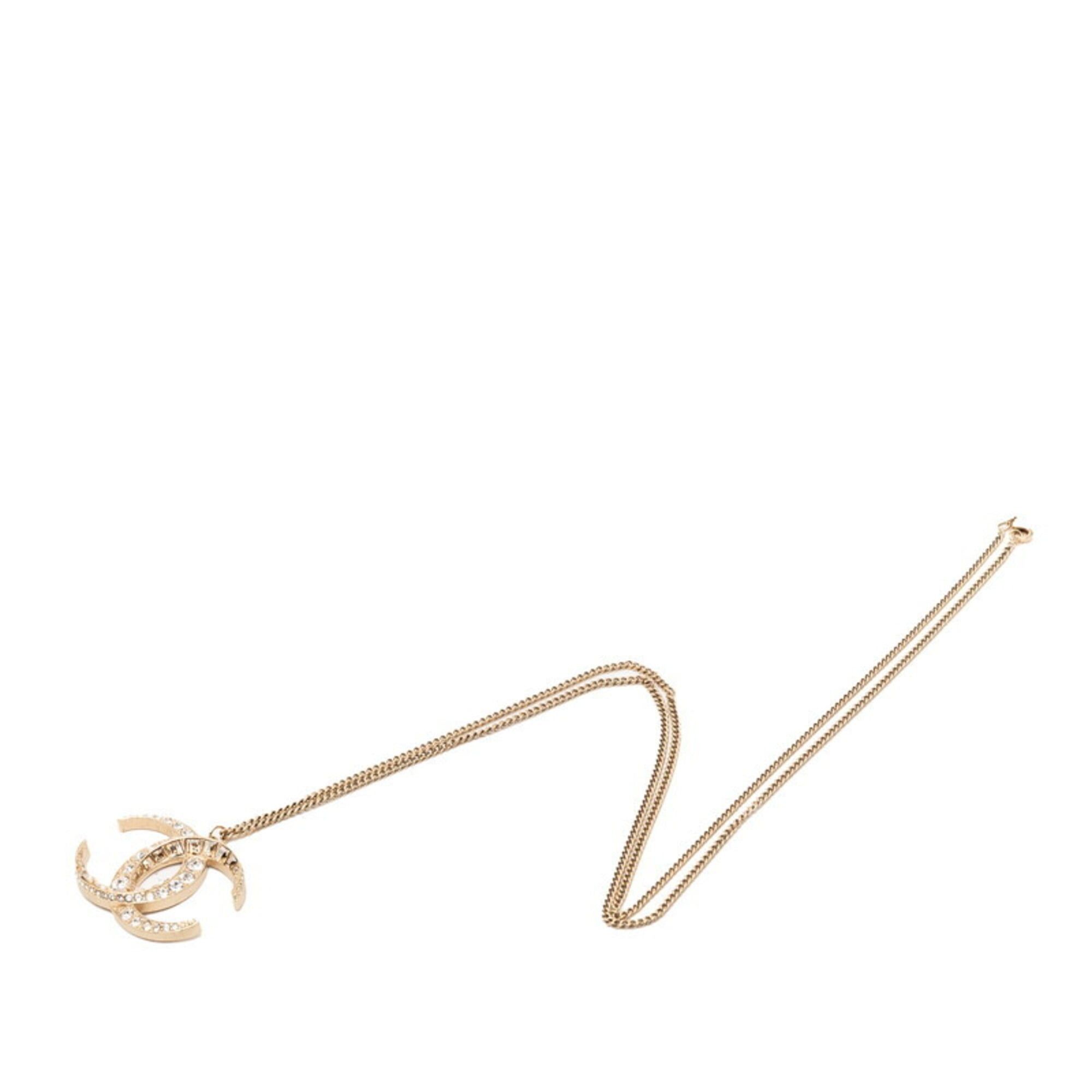 Chanel Chanel Coco Mark Necklace, Gold Plated, Rhinestones, Women's CHANEL Size ONE SIZE - 3 Thumbnail