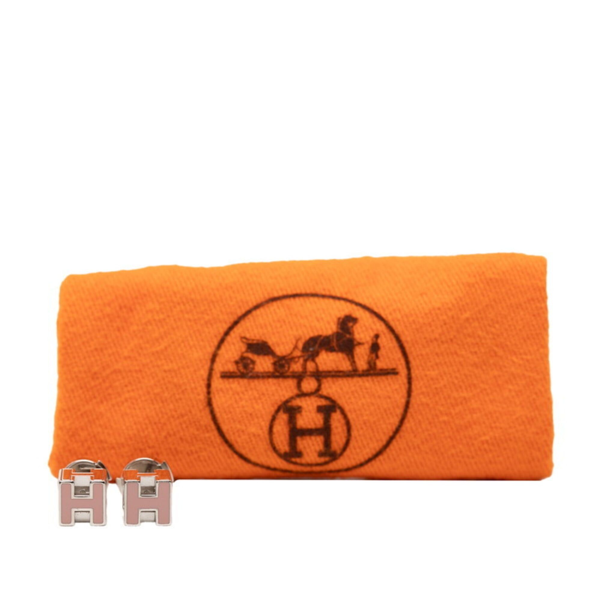 Hermes Hermes Cage d'H H-Cube Earrings, Silver and Pink Metal Enamel, Women's HERMES Size ONE SIZE - 3 Thumbnail