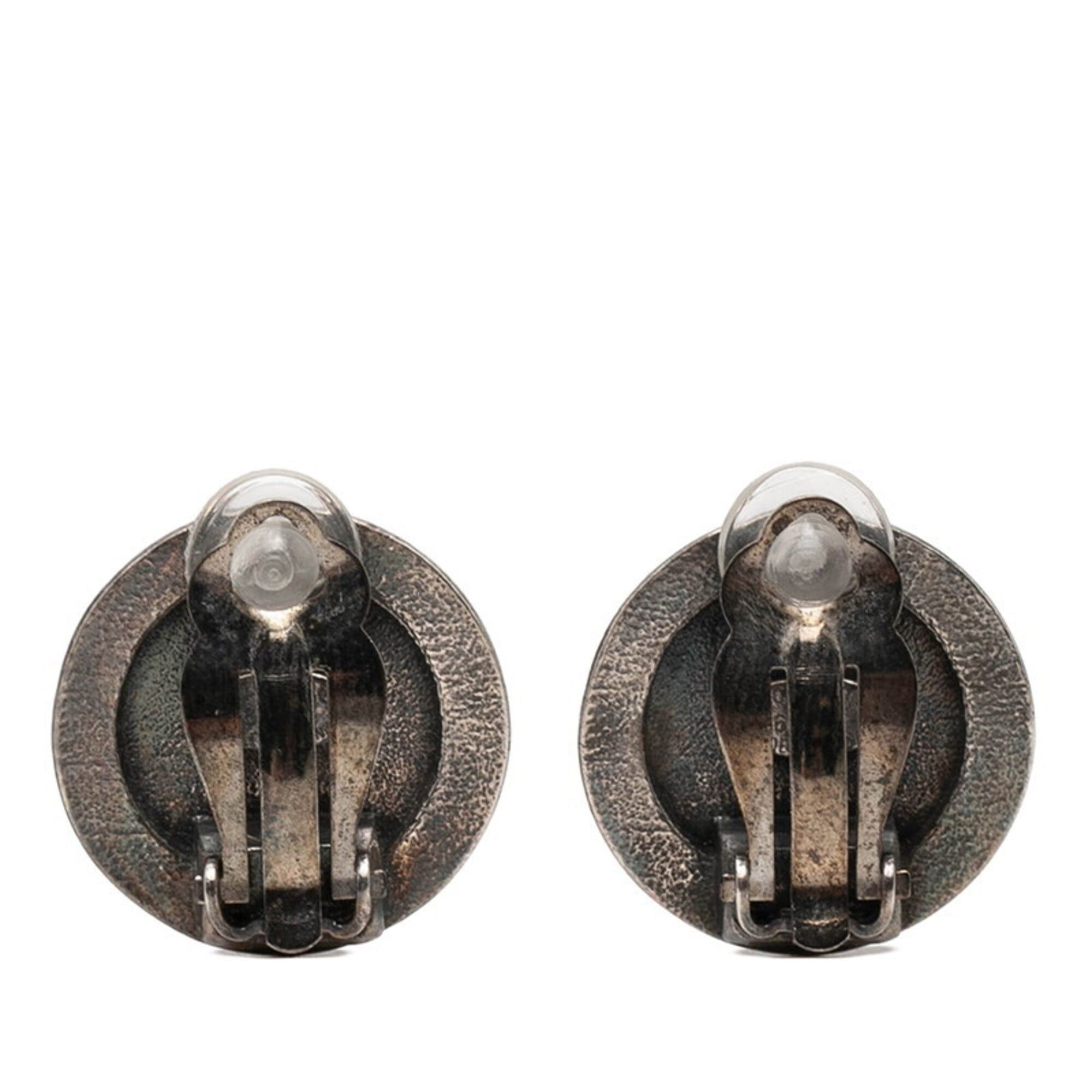 Chanel Chanel coin motif round earrings, vintage, 96A hallmark, black metal, women's. Size ONE SIZE - 2 Thumbnail