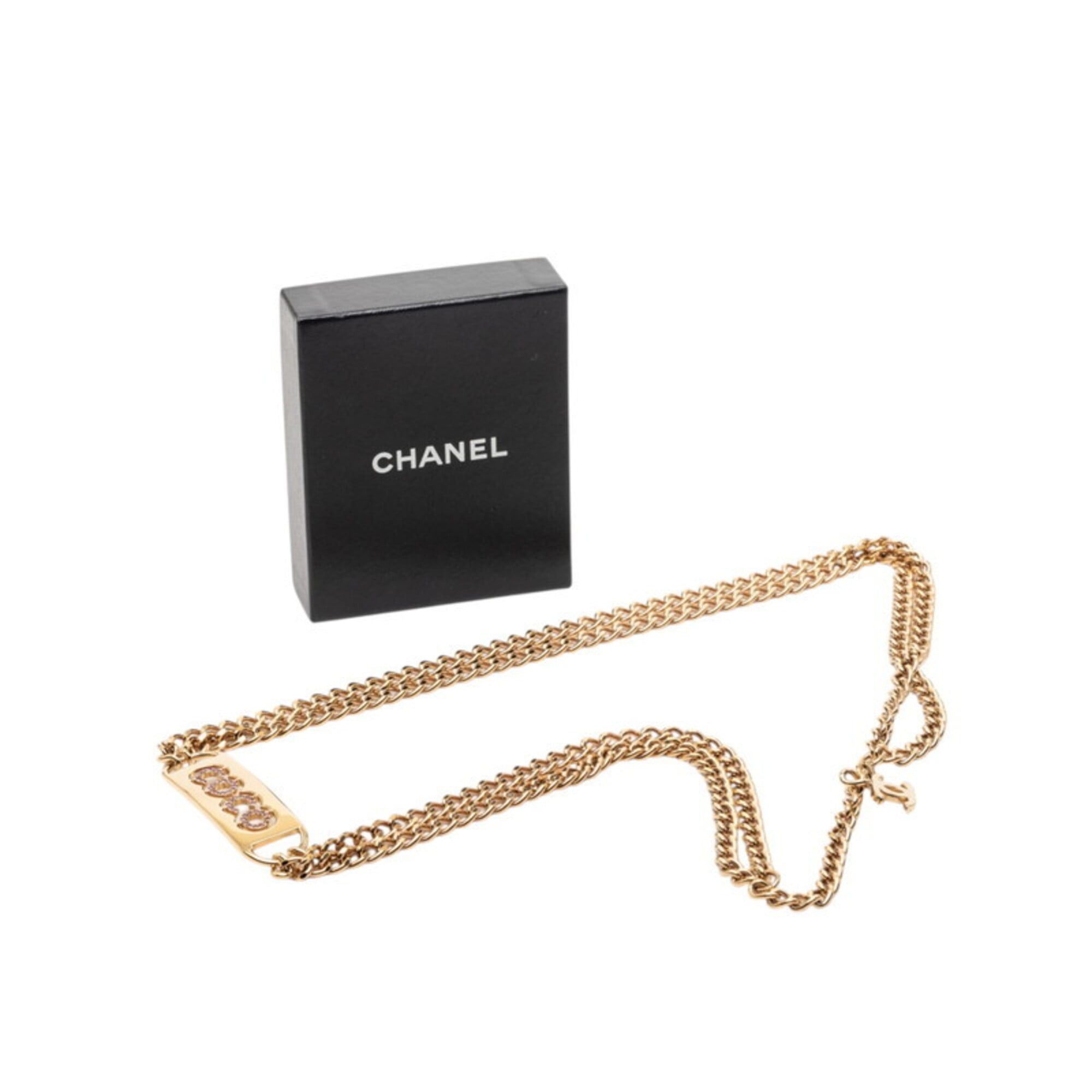Chanel Chanel Coco Mark Rhinestone Necklace, Double Chain, Gold and Pink Plated, Women's. Size ONE SIZE - 5 Thumbnail