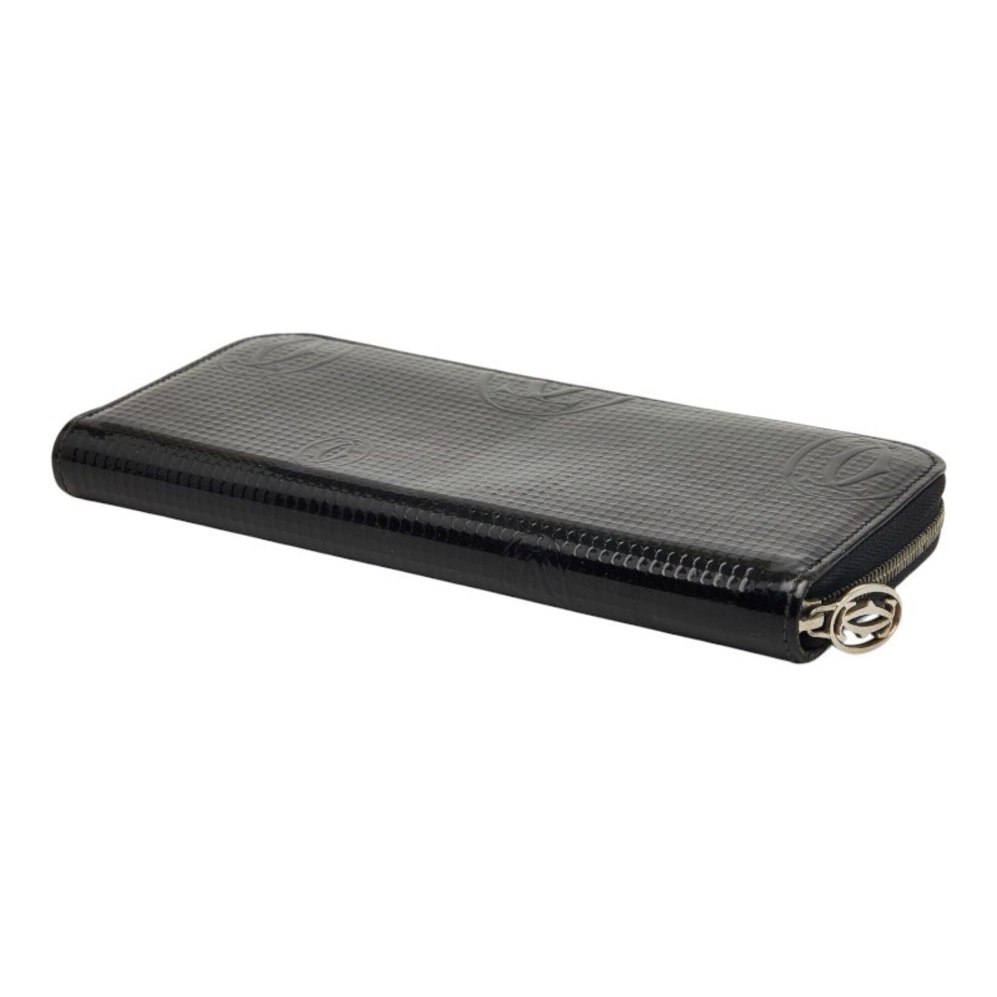 Cartier Cartier Happy Birthday Round Zip Long Wallet, Black Patent Leather, Women's. Size ONE SIZE - 5 Thumbnail