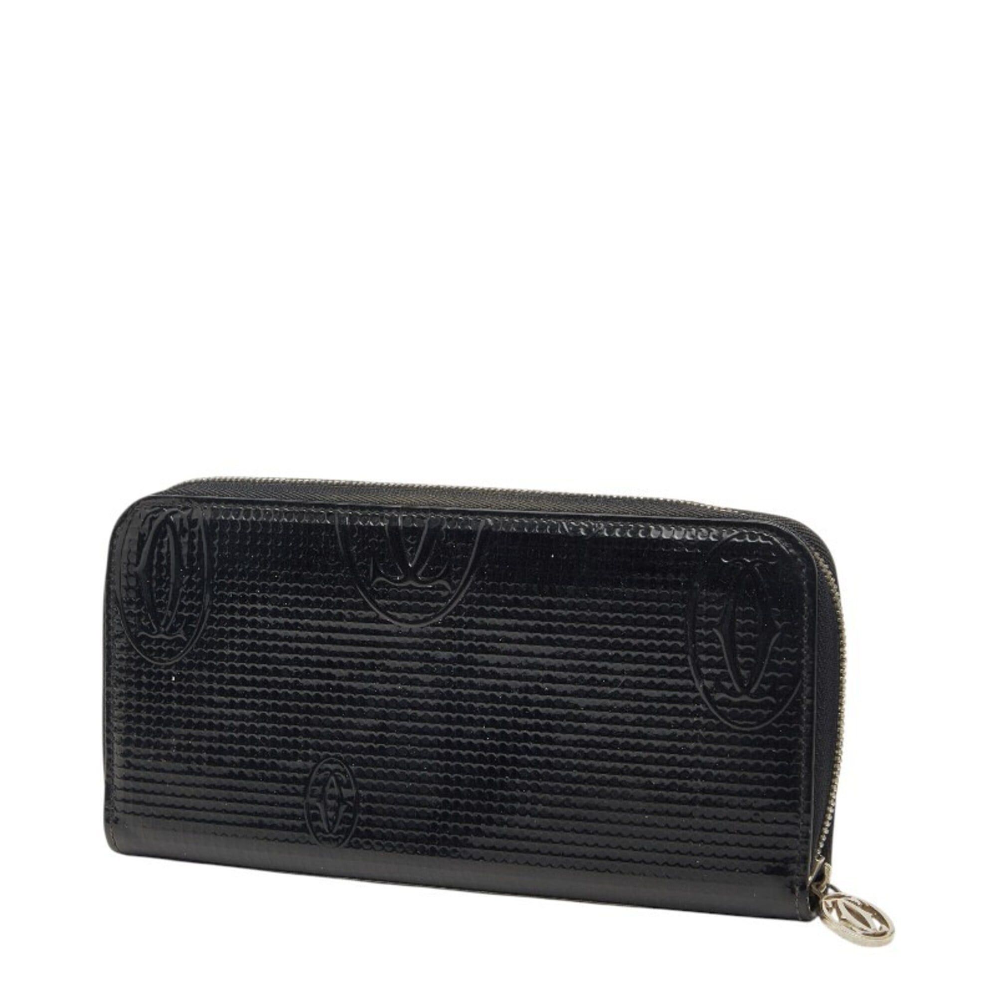 Cartier Cartier Happy Birthday Round Zip Long Wallet, Black Patent Leather, Women's. Size ONE SIZE - 2 Thumbnail
