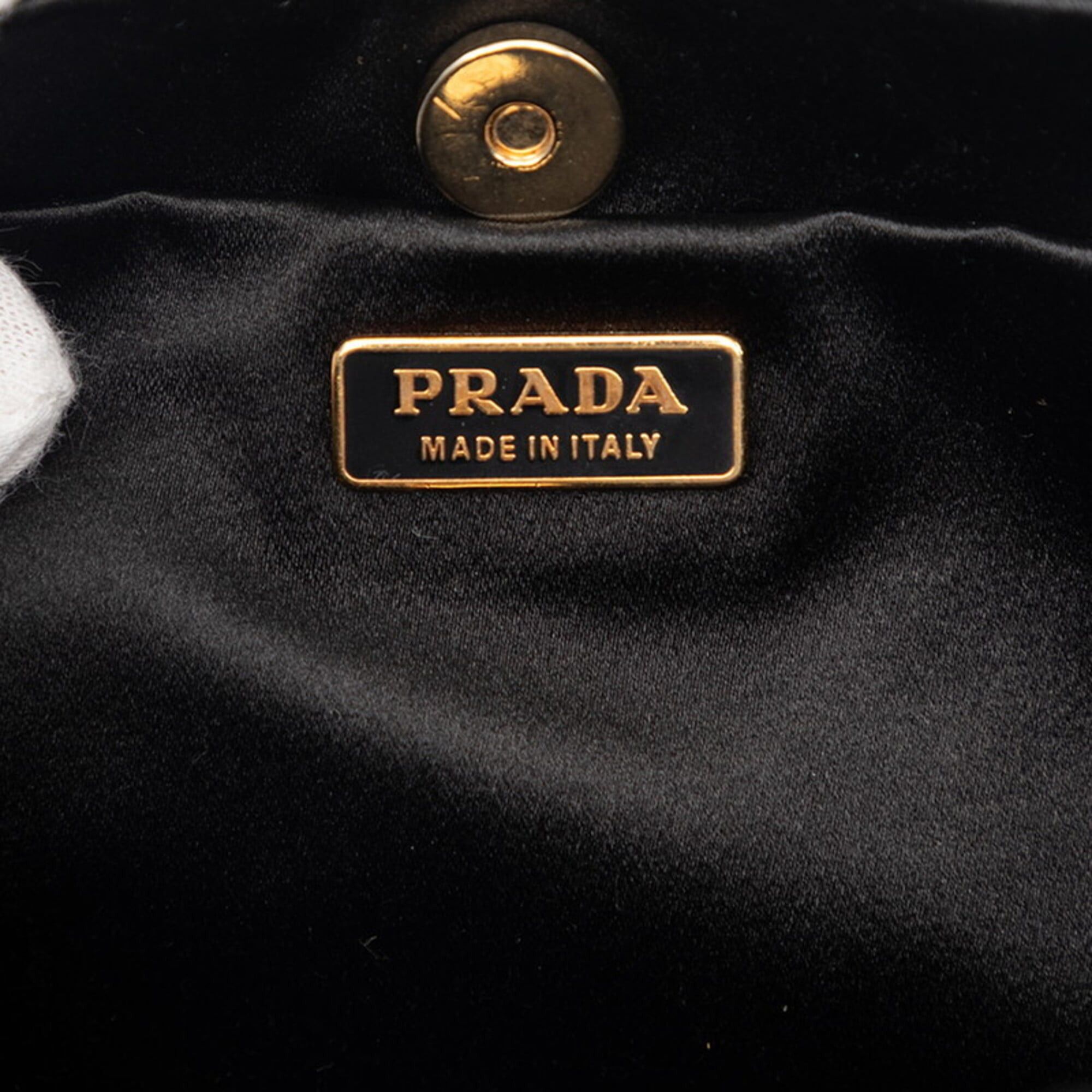 Prada Prada Triangle Logo Plate Chain Shoulder Bag, Black Gold Nylon Leather, Women's PRADA Size ONE SIZE - 5 Thumbnail