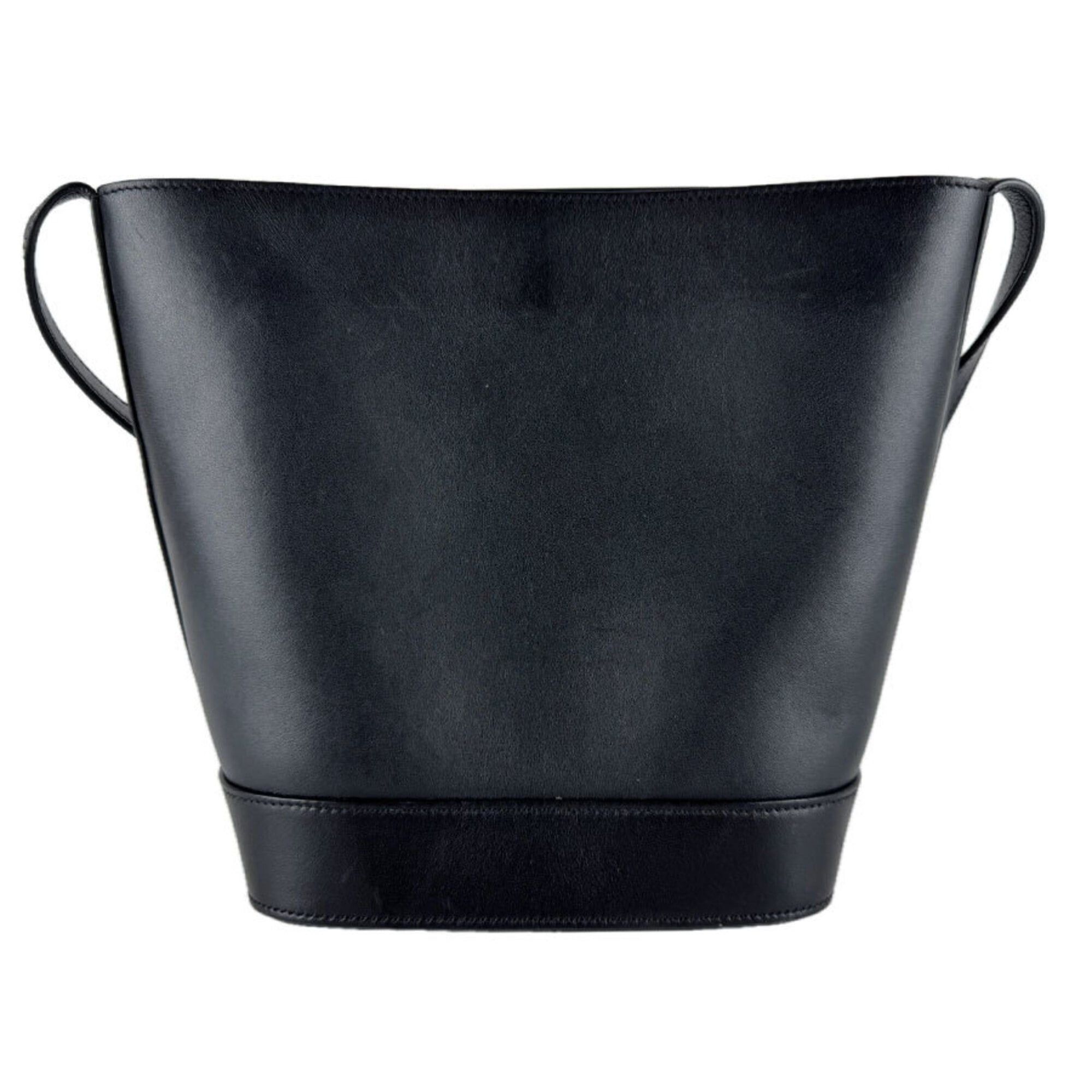Celine Celine Shoulder Bag Small Basket Cuir Triomphe Leather Black Gold Women's z9267 Size ONE SIZE - 3 Thumbnail
