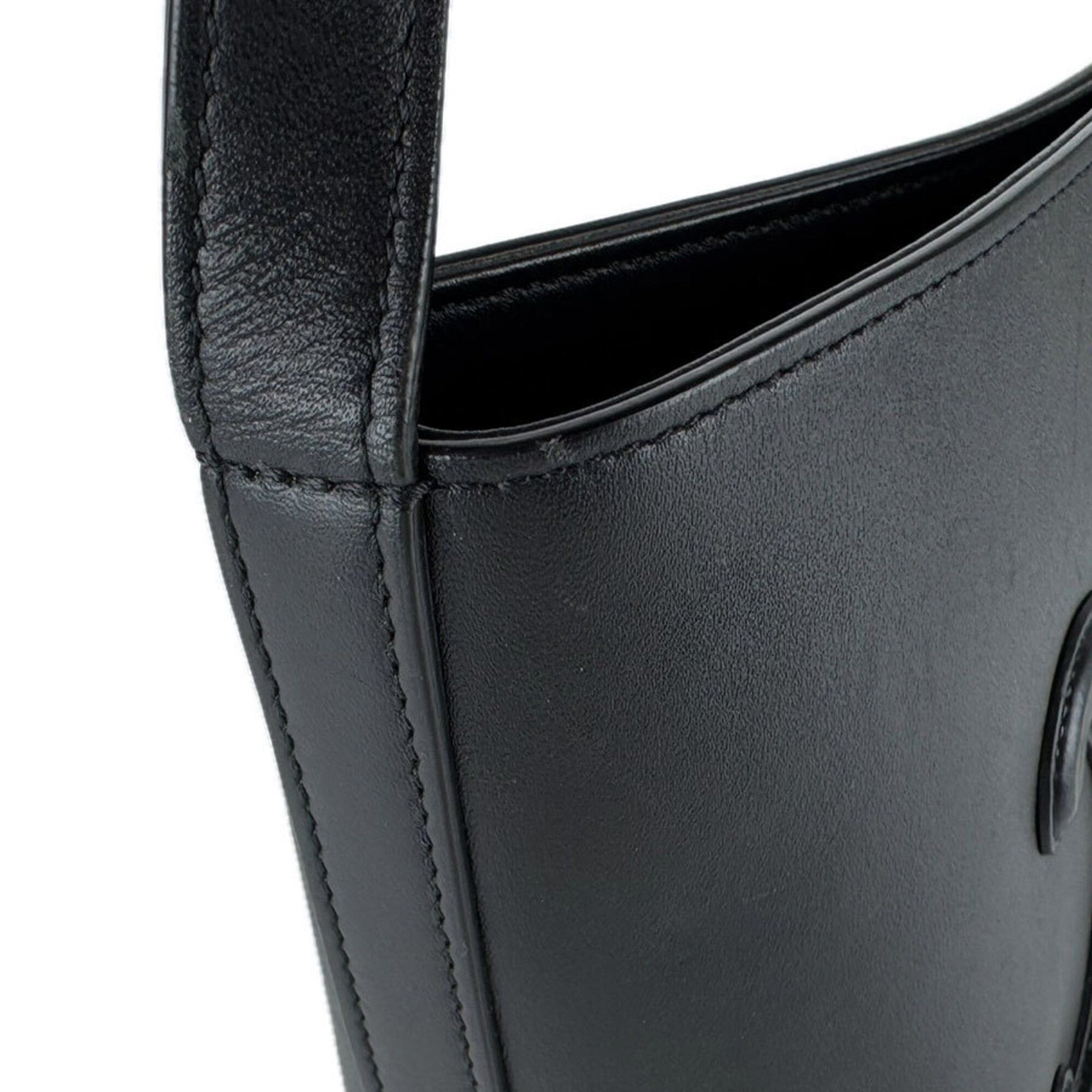 Celine Celine Shoulder Bag Small Basket Cuir Triomphe Leather Black Gold Women's z9267 Size ONE SIZE - 6 Thumbnail