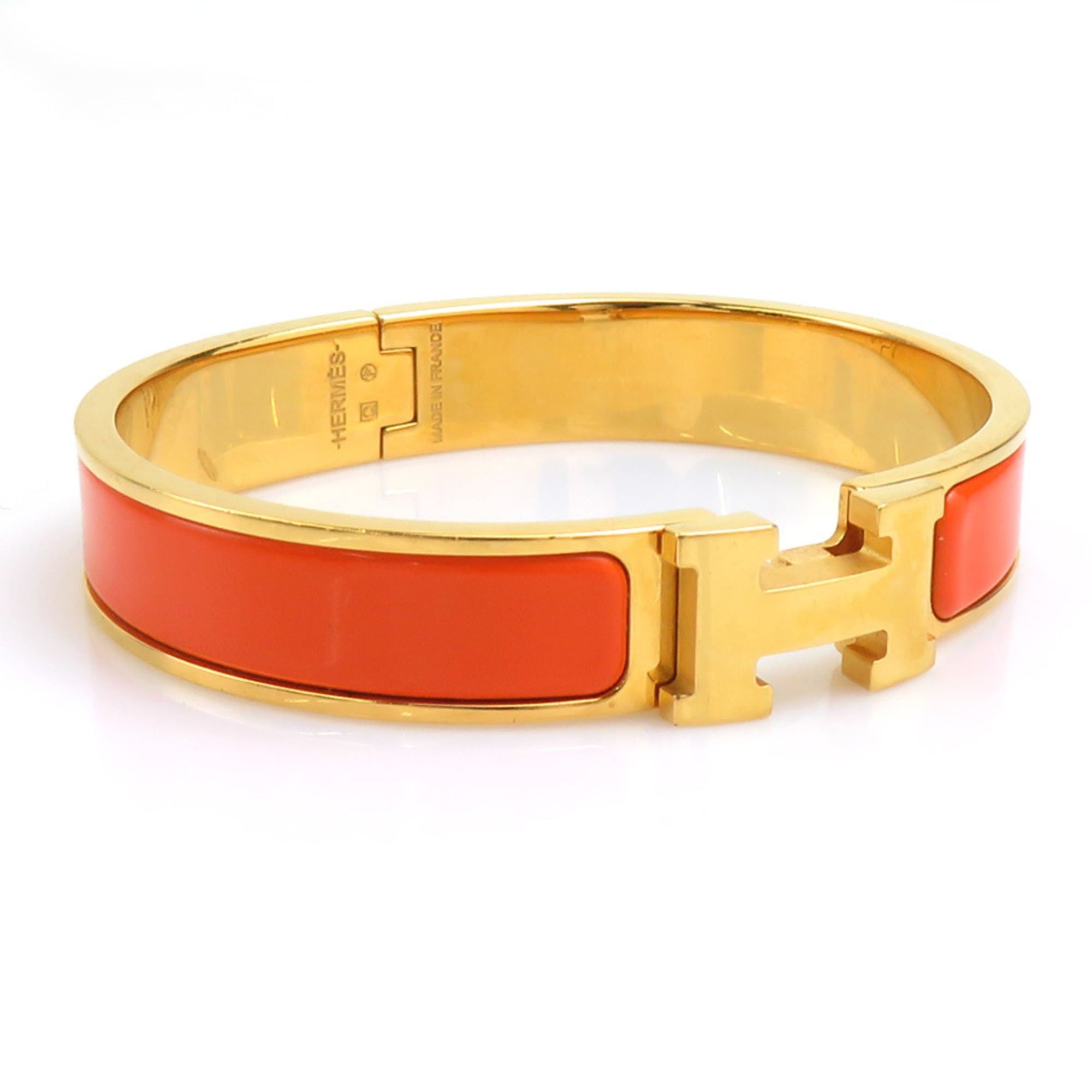 Hermes Hermes Bracelet Clic Clack PM Metal Enamel Orange Gold Women's r11149a Size ONE SIZE - 2 Thumbnail