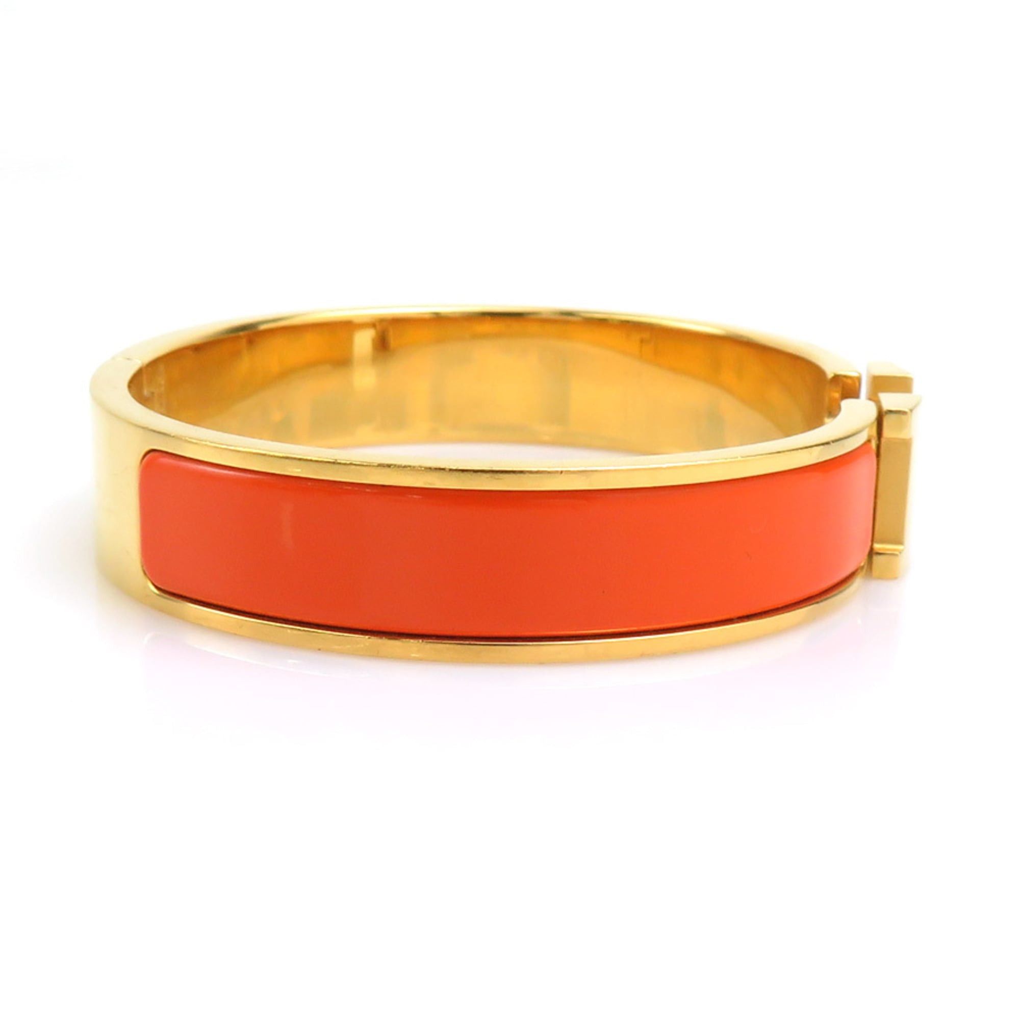 Hermes Hermes Bracelet Clic Clack PM Metal Enamel Orange Gold Women's r11149a Size ONE SIZE - 3 Thumbnail