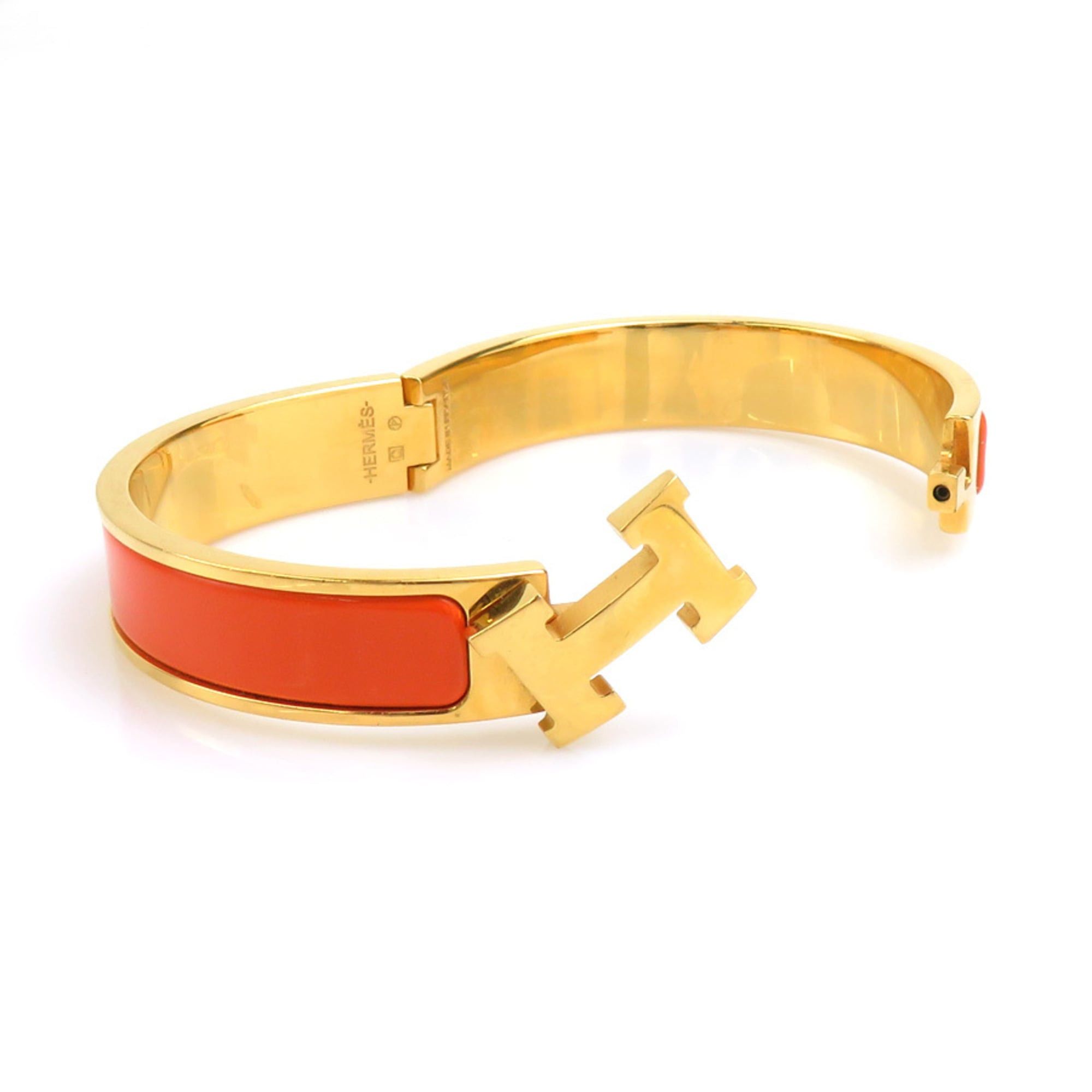 Hermes Hermes Bracelet Clic Clack PM Metal Enamel Orange Gold Women's r11149a Size ONE SIZE - 6 Thumbnail