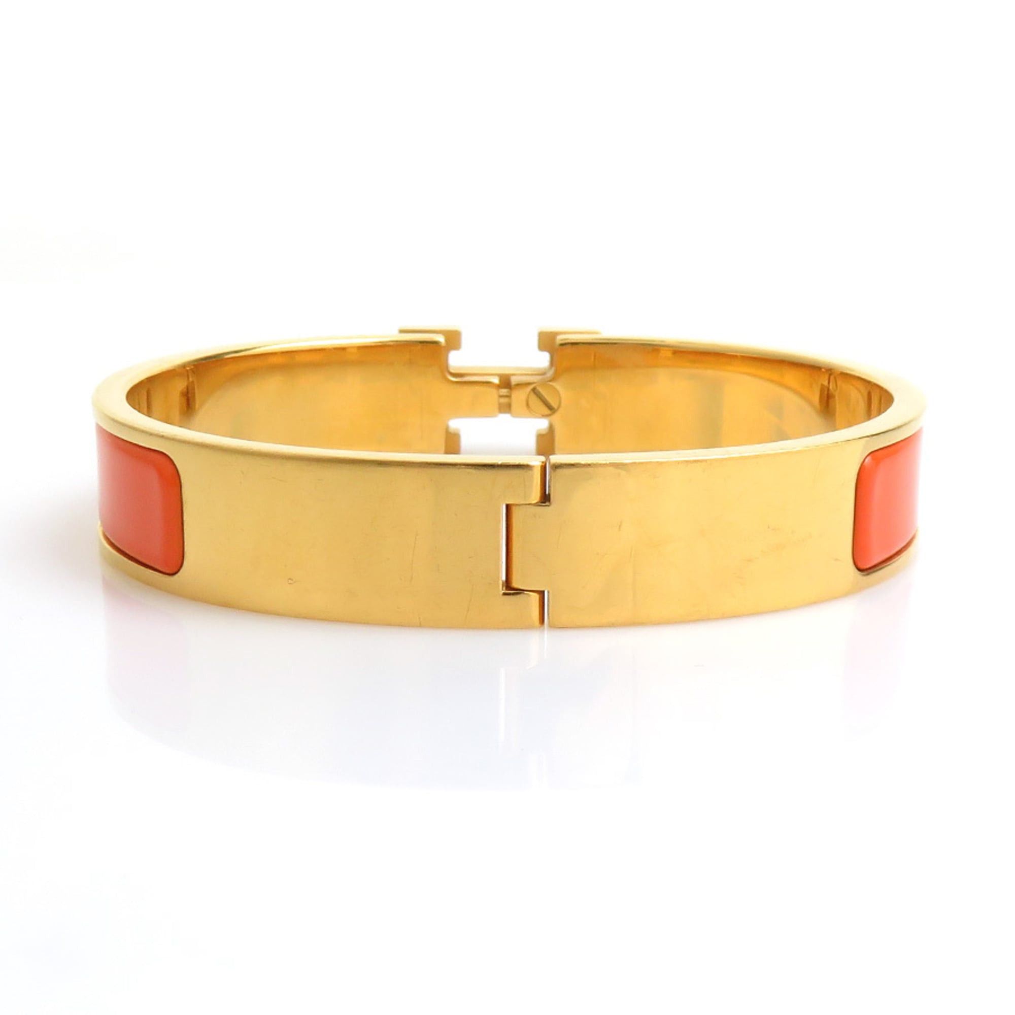 Hermes Hermes Bracelet Clic Clack PM Metal Enamel Orange Gold Women's r11149a Size ONE SIZE - 4 Thumbnail