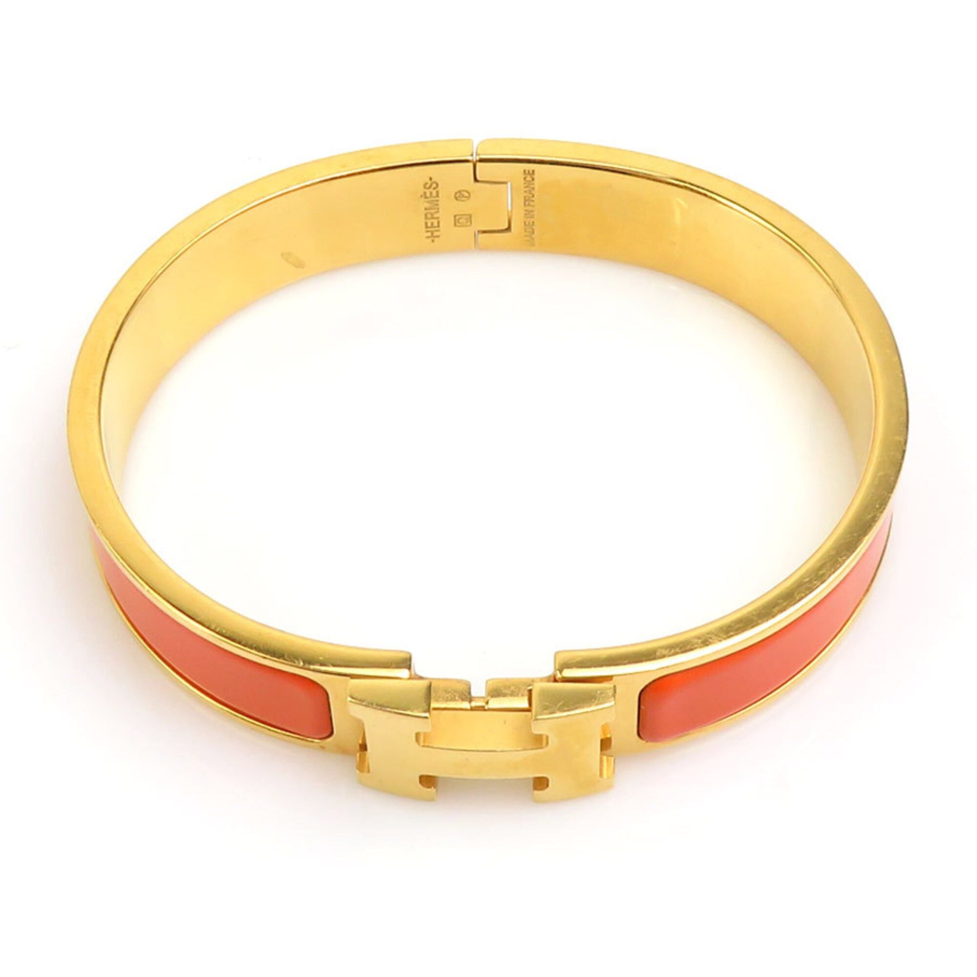 Hermes Hermes Bracelet Clic Clack PM Metal Enamel Orange Gold Women's r11149a Size ONE SIZE - 5 Thumbnail