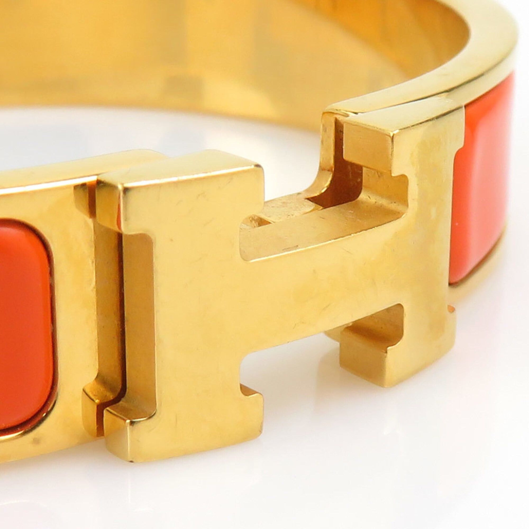 Hermes Hermes Bracelet Clic Clack PM Metal Enamel Orange Gold Women's r11149a Size ONE SIZE - 7 Thumbnail