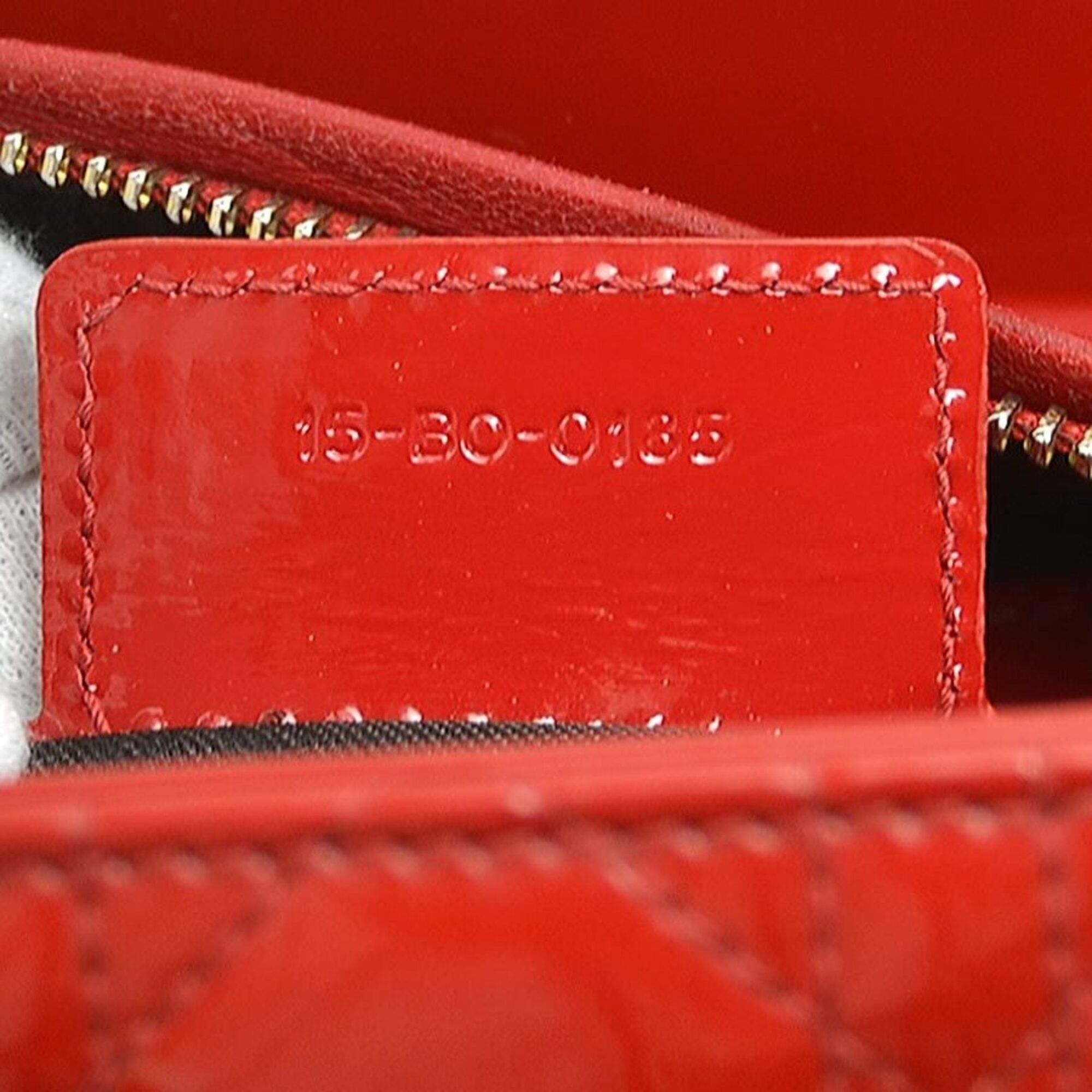 Dior Christian Dior Lady handbag/shoulder bag, patent leather, red and gold, women's, r11135a Size ONE SIZE - 15 Thumbnail