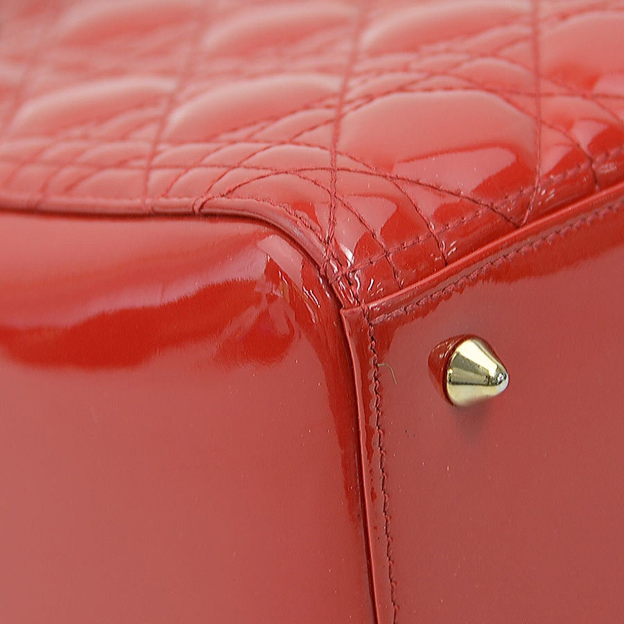 Dior Christian Dior Lady handbag/shoulder bag, patent leather, red and gold, women's, r11135a Size ONE SIZE - 7 Thumbnail