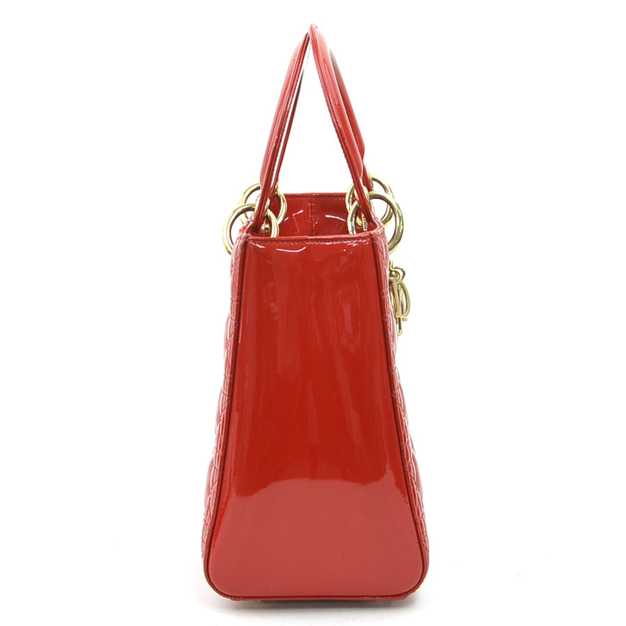 Dior Christian Dior Lady handbag/shoulder bag, patent leather, red and gold, women's, r11135a Size ONE SIZE - 2 Thumbnail
